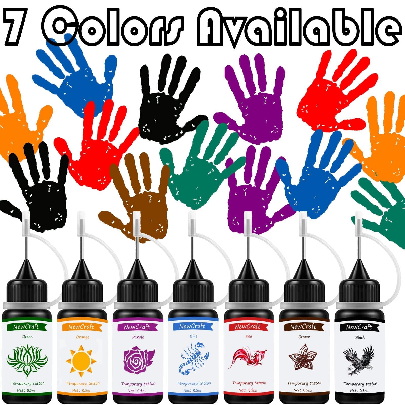 4 Packs Temporary Tattoo Kit - Brown Ink & Stencils for Adults, Teens, Kids | Skin Friendly, Safe & Easy to Use | Perfect for Parties, Halloween, Cosplay & Body Art
