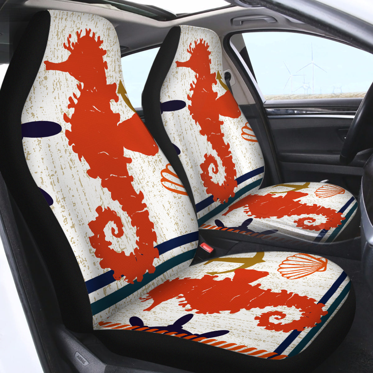 Stylish Beach Seahorse Car Seat Cover - Waterproof & UV Protection for Cars, SUVs, Trucks - Perfect for Summer Road Trips & Beach Outings