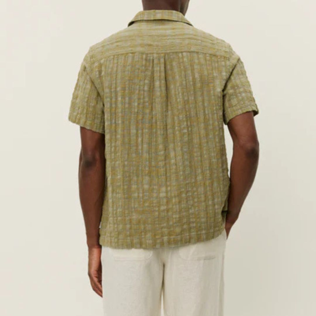 Stylish Oil Green Lesley Slub Short Sleeve Shirt 2.0 - Perfect for Casual Wear, Summer Outfits & Street Fashion
