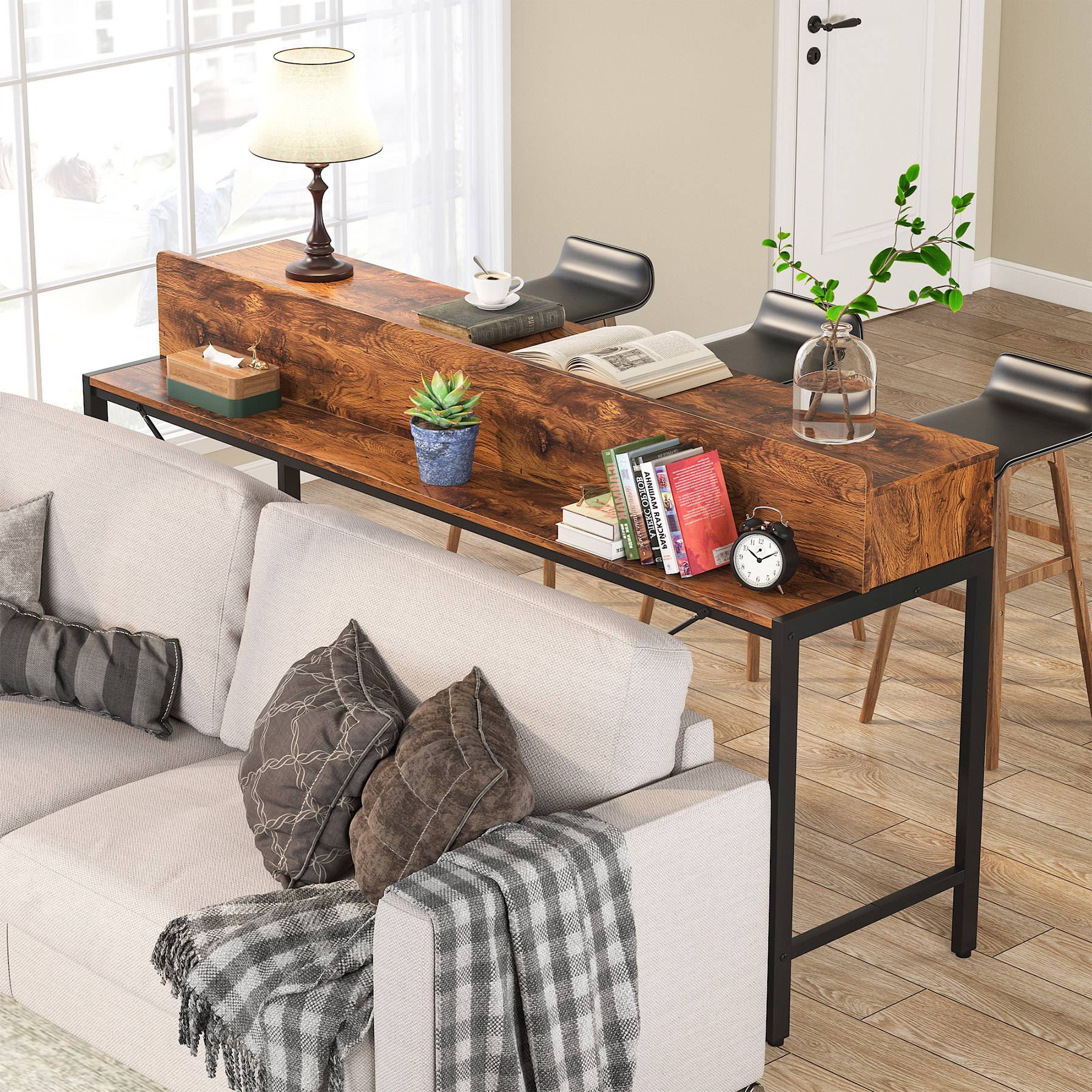 2 Tier Console Table with Open Shelves - 70.9
