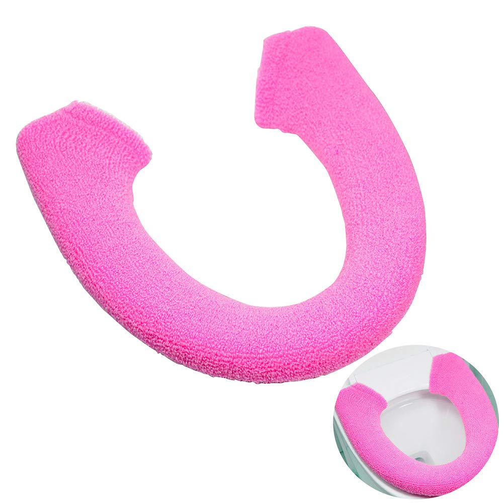 DOITOO Soft Warm Thickened Toilet Seat Cover - Button Style Cushion Mat Pad for Bathroom Comfort (Rose Red) - Ideal for Winter, Elderly & Cold Weather Use