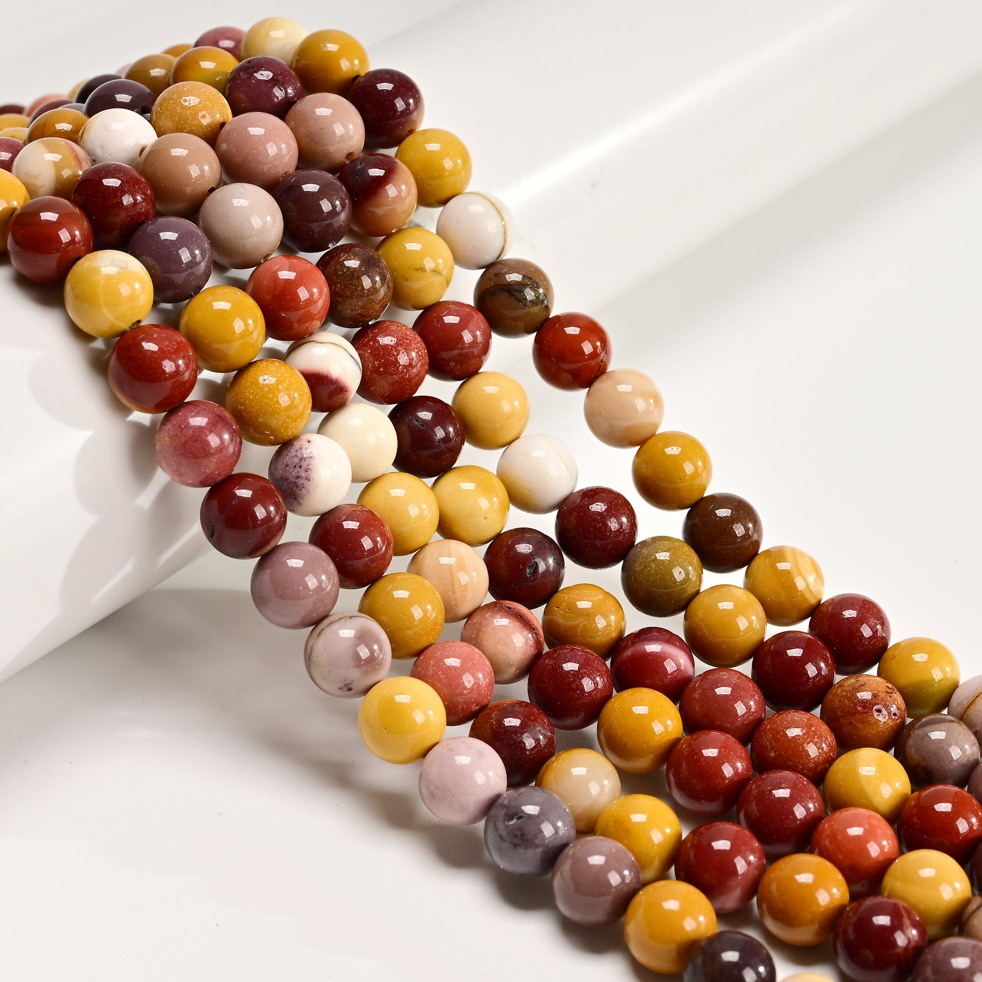 Mookaite Jasper Smooth Round Beads - 4mm 6mm 8mm 10mm 12mm Gemstone Beading Strand (Approx 15.5 Inch) for Jewelry Making, DIY Crafts & Healing Crystal Bracelets