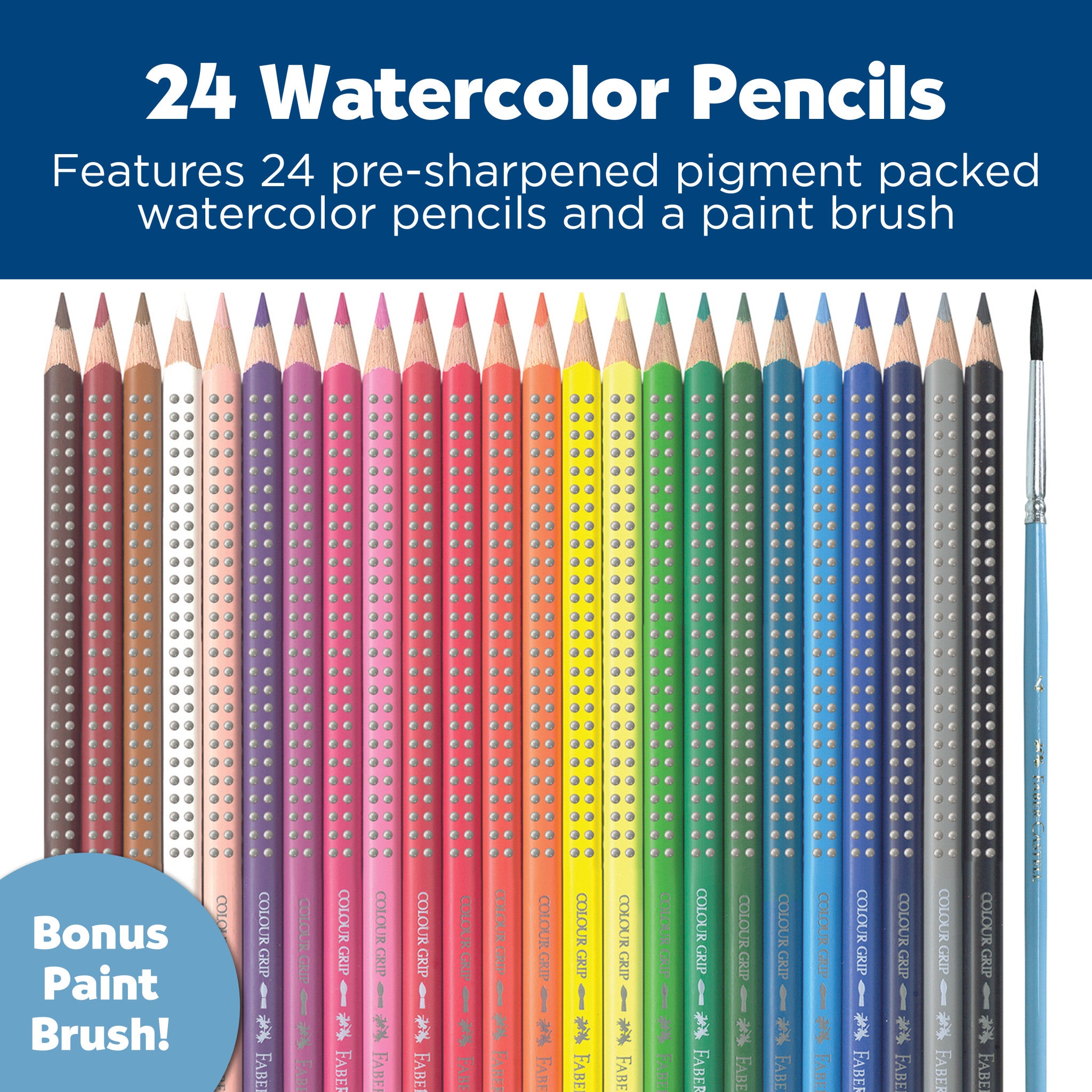 24-Pack Eco-Friendly Watercolor Pencils with Non-Slip Grip - Perfect for Artists, Students & DIY Craft Projects #9121224