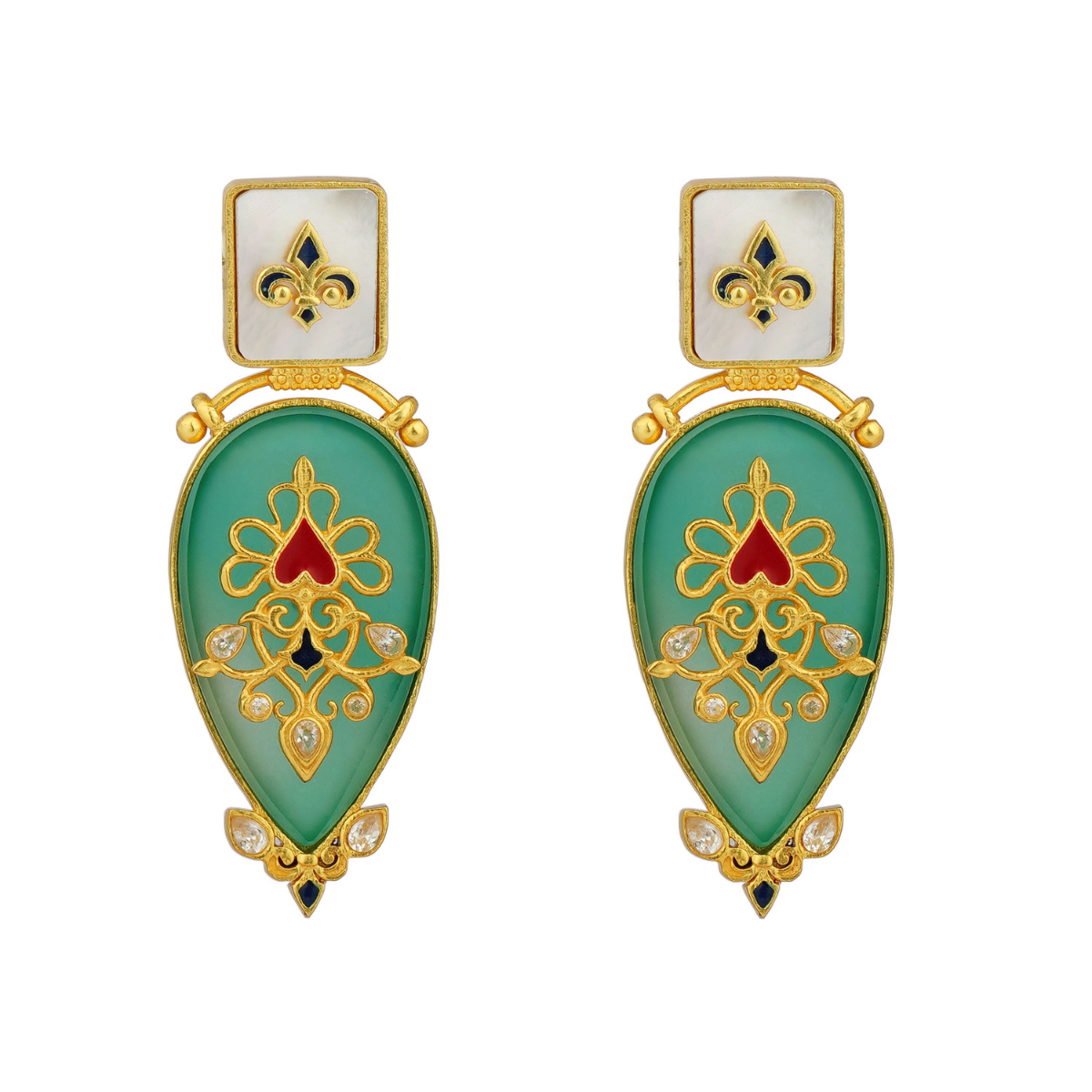 Grandma's Treasure Green Onyx Statement Earrings | Handmade Dangle Jewelry for Women | Perfect for Weddings, Parties & Special Occasions