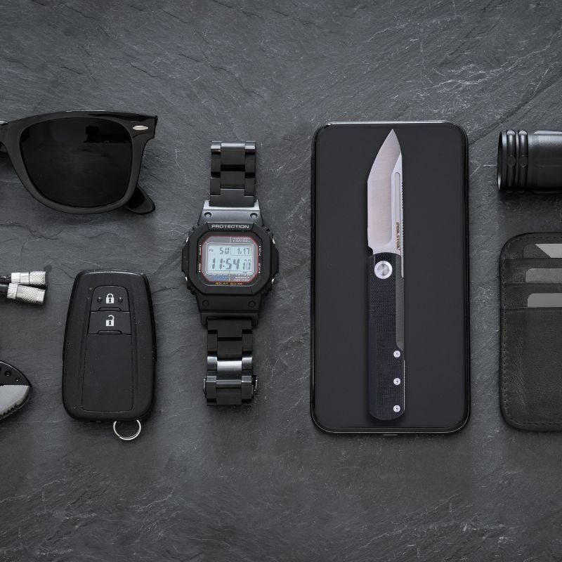 Premium G Tanto EDC Double Detent Ball Lock Folding Knife - Satin Tanto Blade & Black G10 Handle - Perfect for Camping, Survival, and Everyday Carry (EDC)