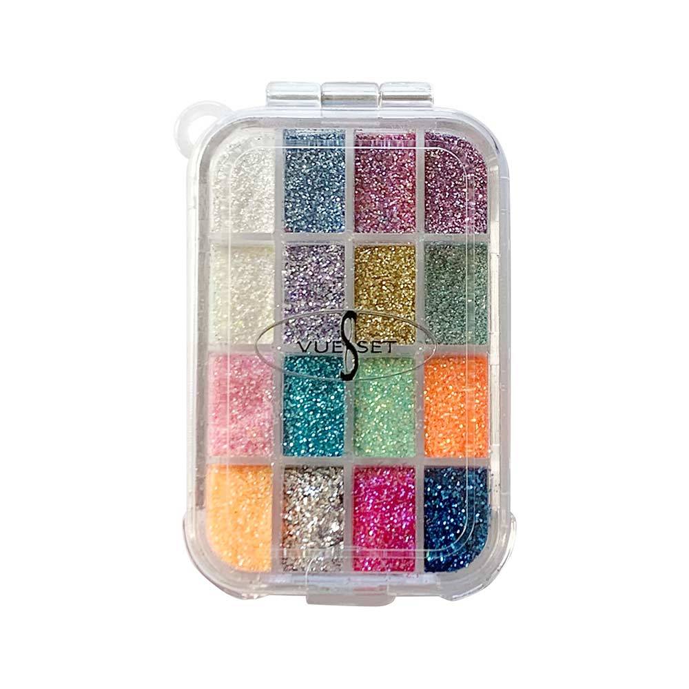 Vueset Bella Empty Makeup Palette - 16 Sections for Eyeshadow, Blush & Concealer - Perfect for Travel & Professional Makeup Artists
