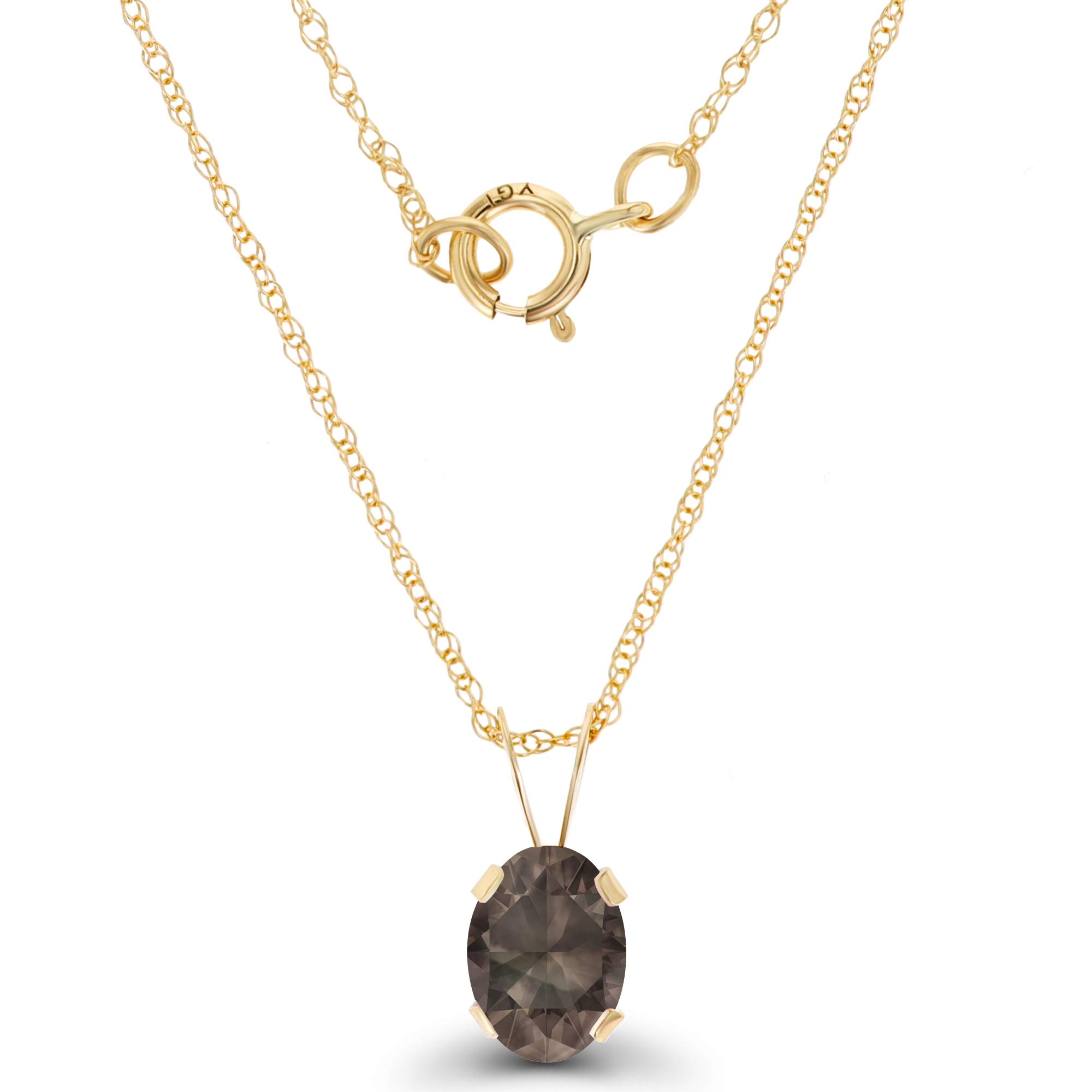 14K Solid Gold Oval Birthstone Necklace for Women - 7x5mm Genuine or Created Gemstone, 18