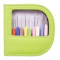Premium Aluminum Crochet Hooks Set with Ergonomic Soft Grip Handles - 12 Sizes in Lime Green Storage Case for Knitting, Crocheting & DIY Craft Projects