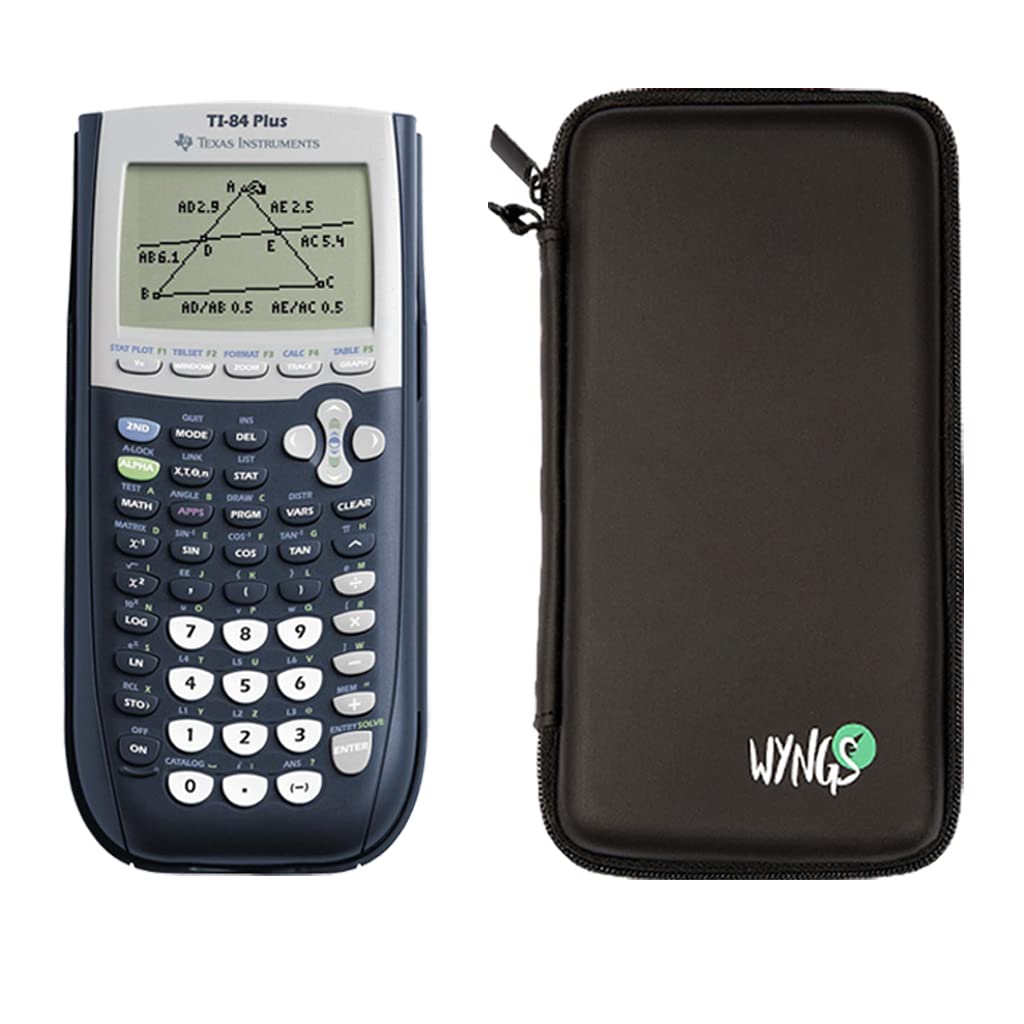 TI 84 Plus Graphing Calculator with WYNGS Protective Black Case - Perfect for High School & College Math, Science, Engineering Classes & Exams