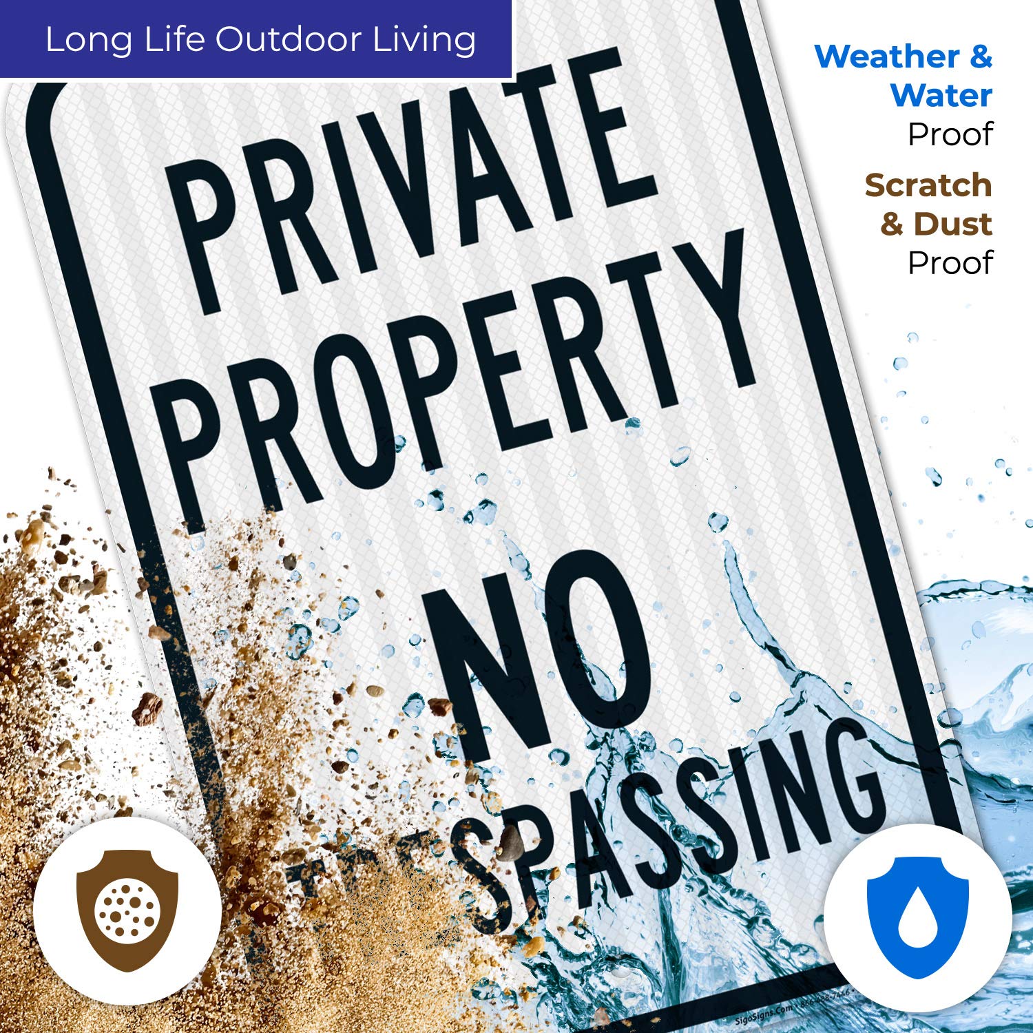 Private Property No Trespassing Sign - 12x18 Inch Reflective Aluminum Sign with 3M EGP Coating, Weatherproof & Fade Resistant for Indoor/Outdoor Use - Made in USA - Perfect for Farms, Warehouses, and Home Security