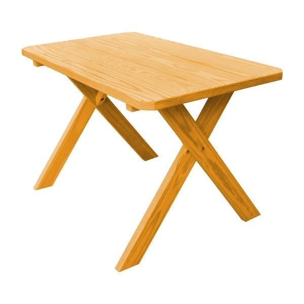 Solid Yellow Pine Wood Crossleg Table - Rustic Farmhouse Dining or Coffee Table - Perfect for Living Room, Patio, or Outdoor Gatherings