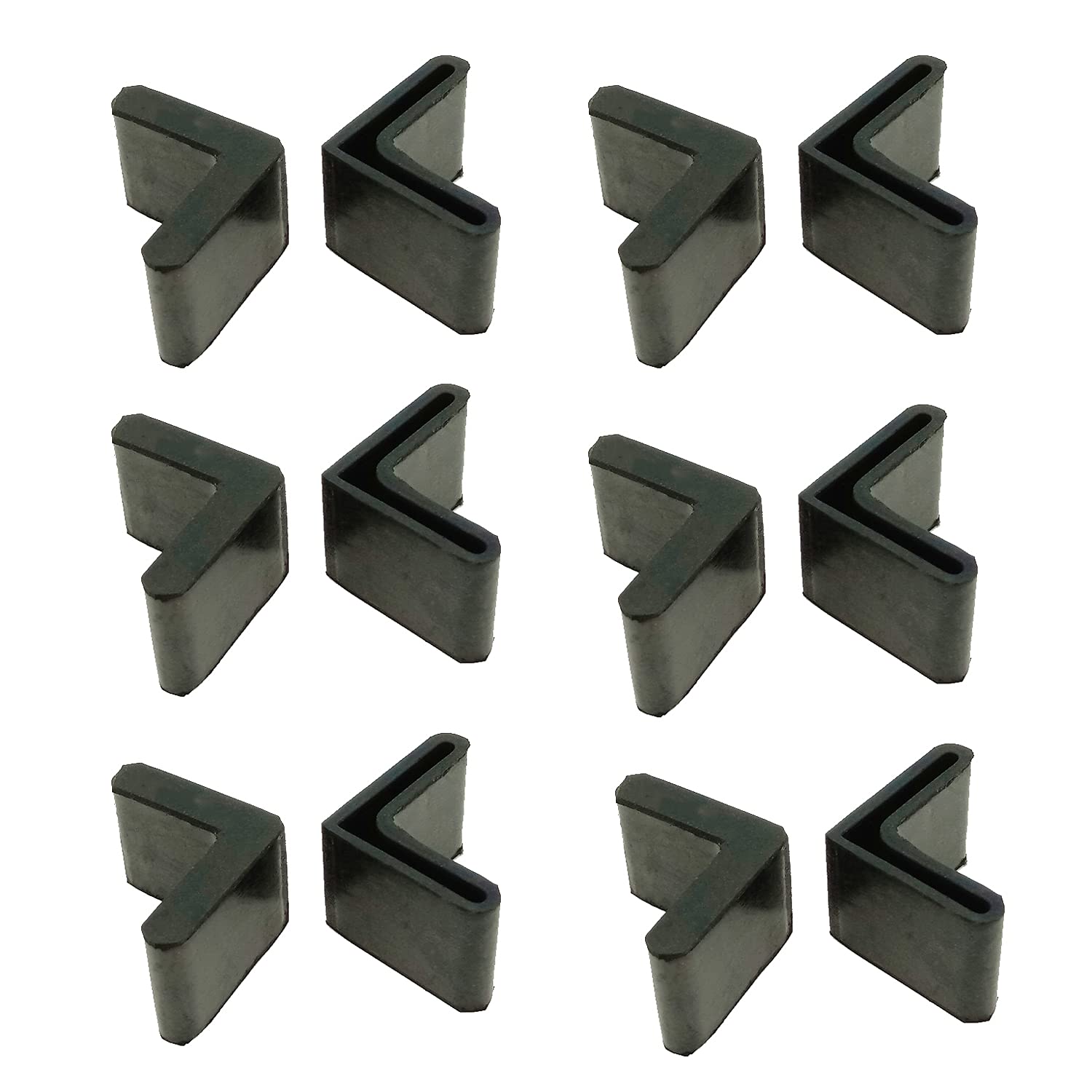 12 Pack Black L-Shaped Rubber Furniture Pads - 30mm x 30mm x 3mm Angle Iron Protectors for Chairs, Tables & Cabinets - Non-Slip Floor Protectors & Noise Reducers for Home & Office Furniture
