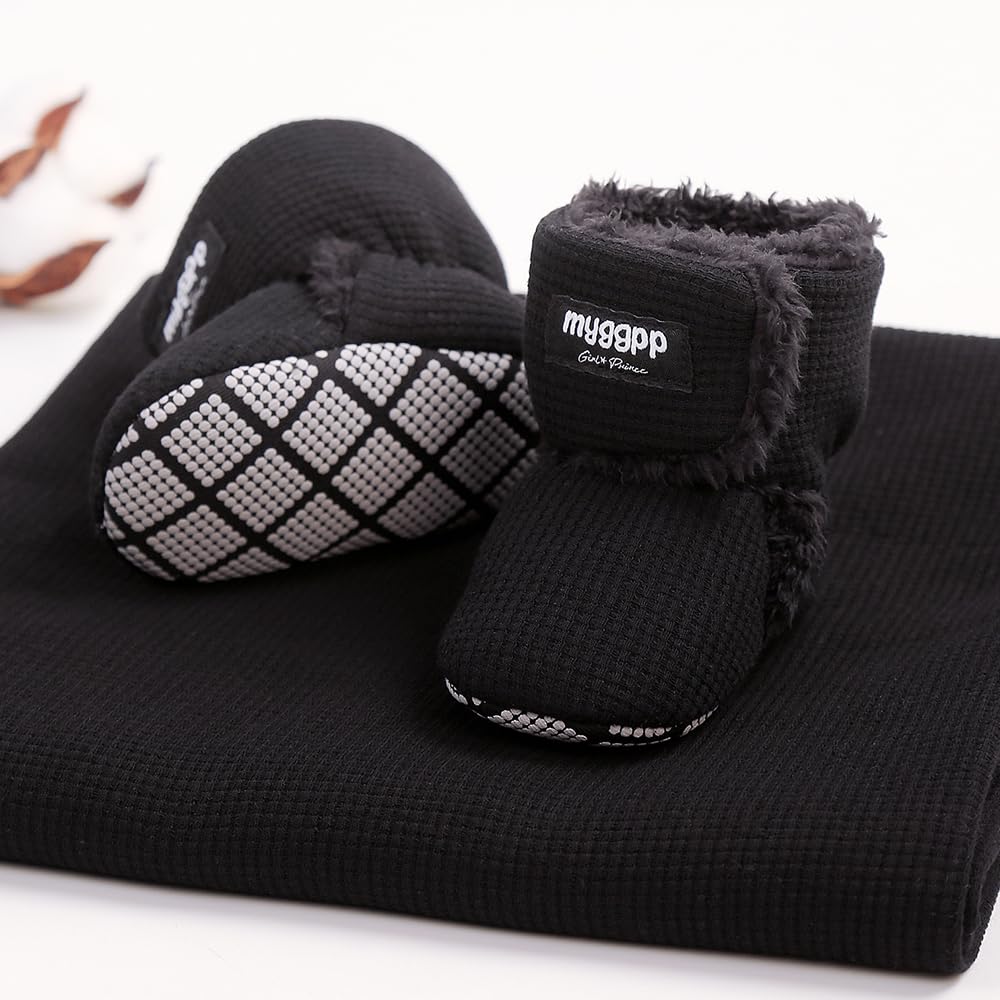 Ohwawadi Baby Boots for Boys & Girls - Cozy Fleece Winter Slippers & Snow Boots, Warm Infant Shoes for Newborn Toddlers - Perfect for Indoor Play, Outdoor Walks & Cold Weather Protection