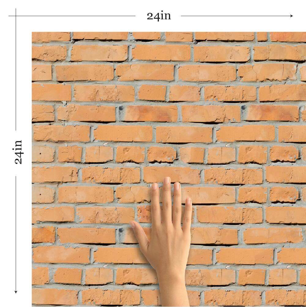 Orange Brick Texture Peel and Stick Removable Wallpaper - Self-Adhesive Decorative Wall Covering for Home, Office & Rental Spaces - Easy DIY Installation