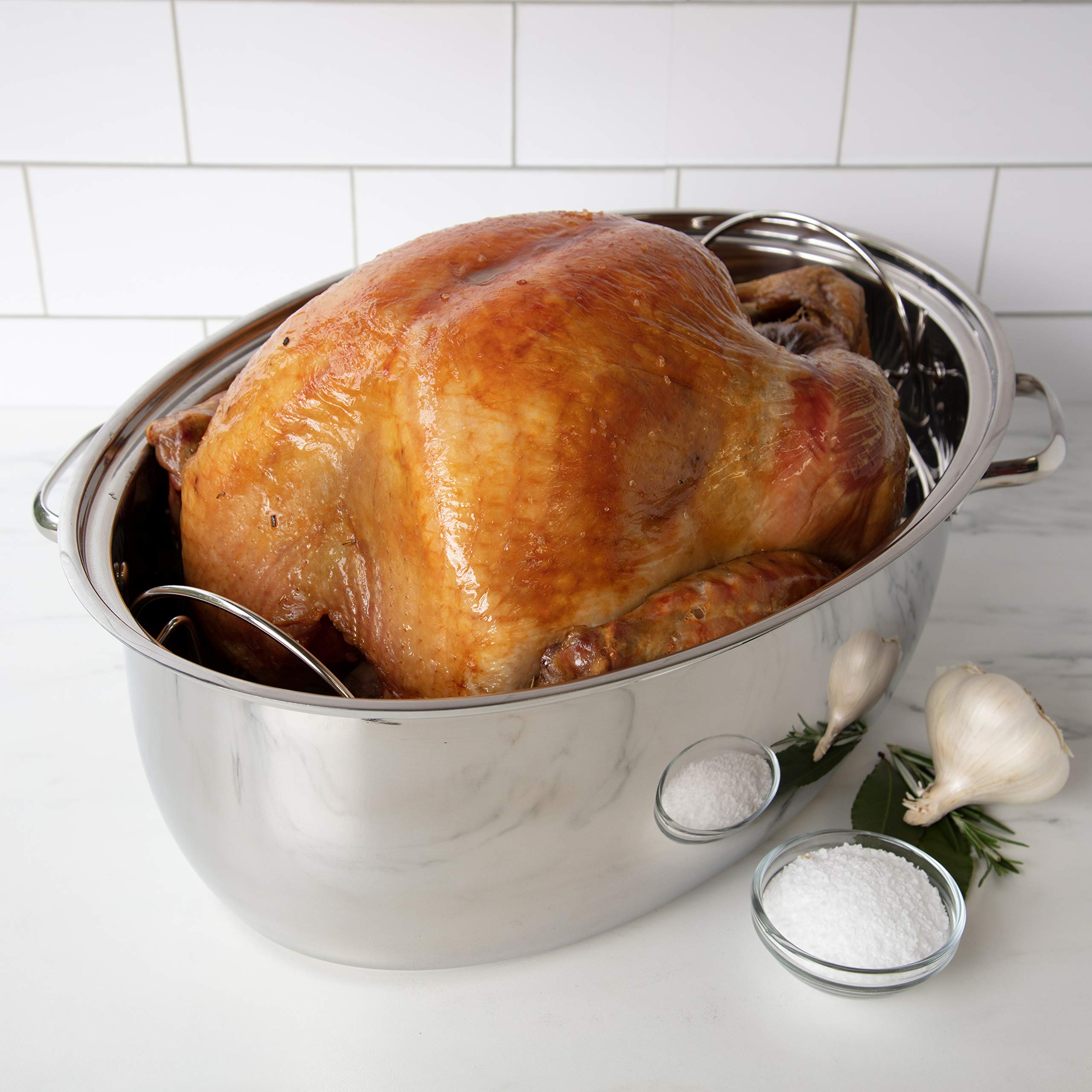 Camerons 3-in-1 Multi Roaster - 11qt Tri-Ply 18/10 Stainless Steel Poultry Roasting Pan, Stock Pot & Saute Pan with Lid - Induction Compatible & Non-Stick - Perfect for Easter Dinner, Thanksgiving, Holiday Cooking & Family Gatherings