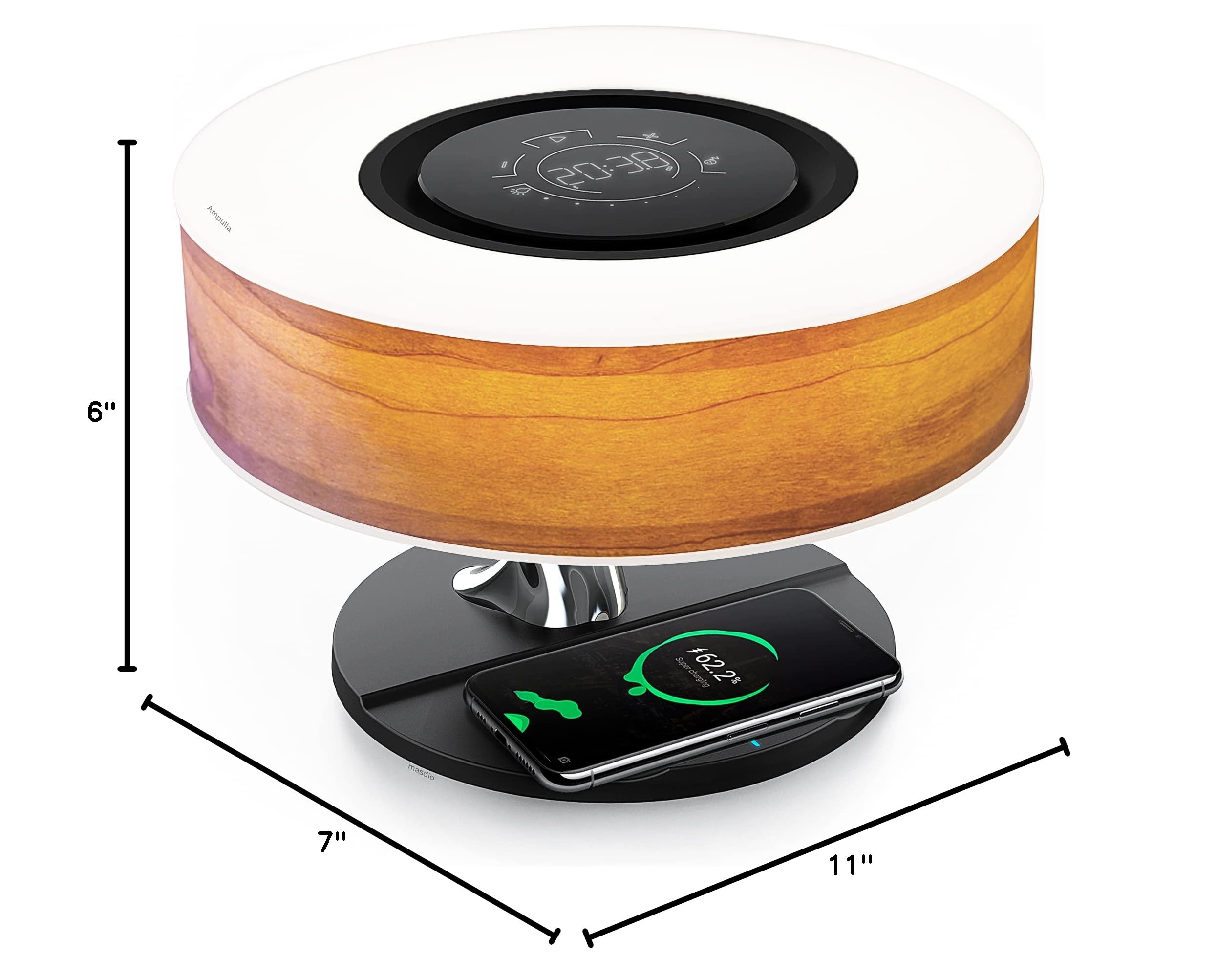 Smart Bedside Lamp with Wireless Charger & Bluetooth Speaker - Dimmable Nightstand Lamp for Bedroom, Home Decor & Relaxation | Tree of Aura Design | Perfect for Reading, Meditation & Nighttime Ambience