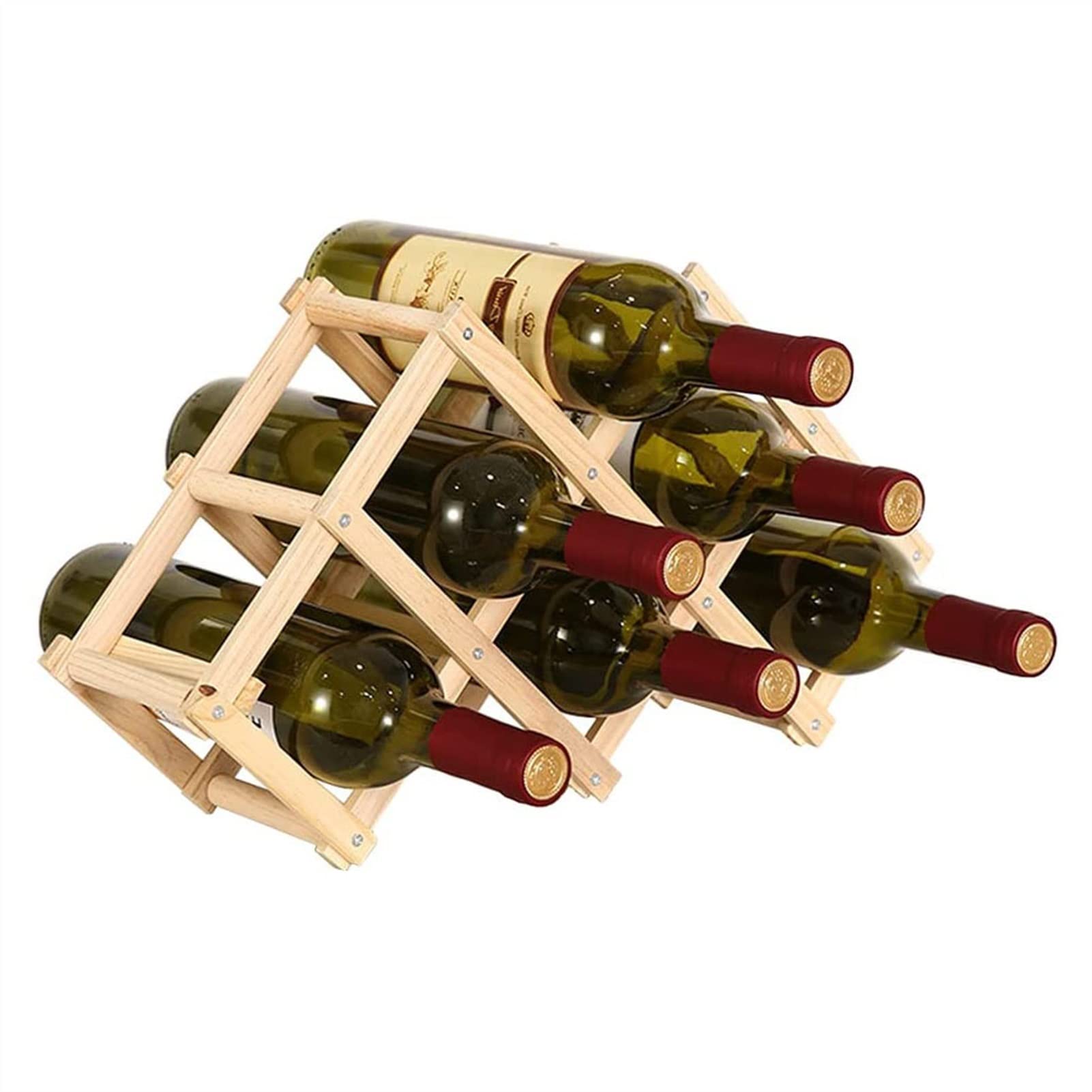 Freestanding Wood Wine Rack for 6 Bottles - Countertop Wine Storage Holder for Red & White Wine - Perfect for Kitchen, Bar, Dining Room & Home Decor
