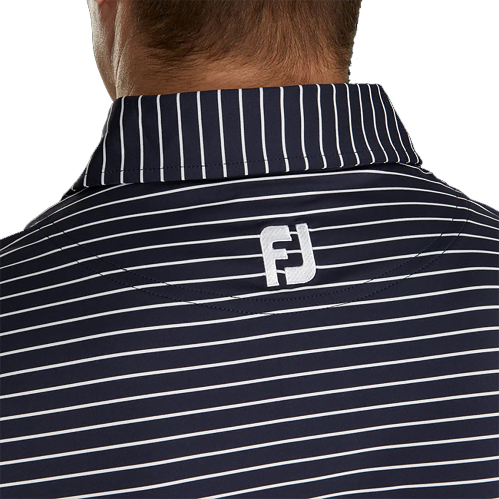 FootJoy Athletic Fit Classic Stripe Navy Men's Golf Polo Shirt - Moisture-Wicking & UV Protection for Comfortable Golfing & Outdoor Sports