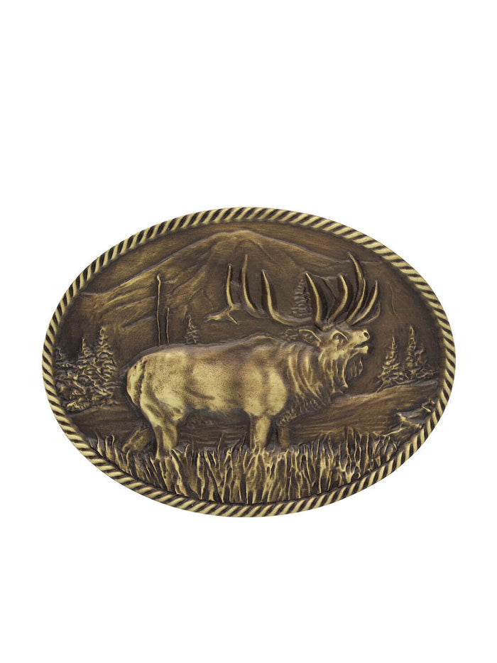 Montana Silversmiths A506C Sculpted Wild Elk Heritage Bronze Belt Buckle - Western Style Accessory for Cowboy Boots & Jeans