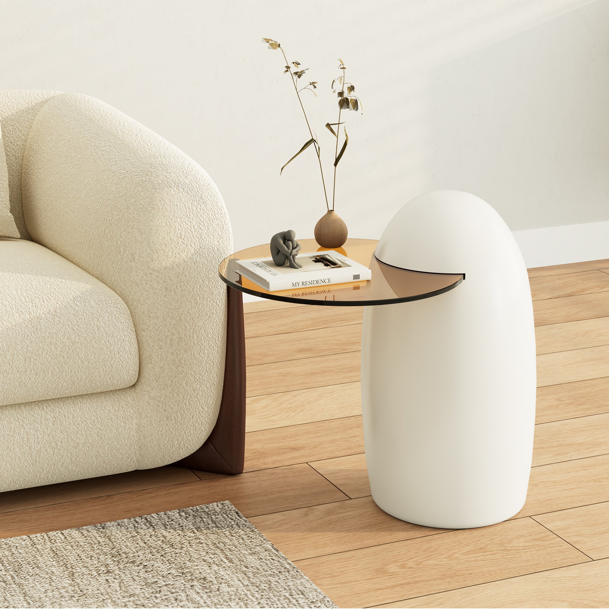 33 Inch Modern Abstract Cat Claw Coffee Table with Penguin Side Table Set - Stylish Living Room Furniture for Small Spaces & Cozy Home Decor