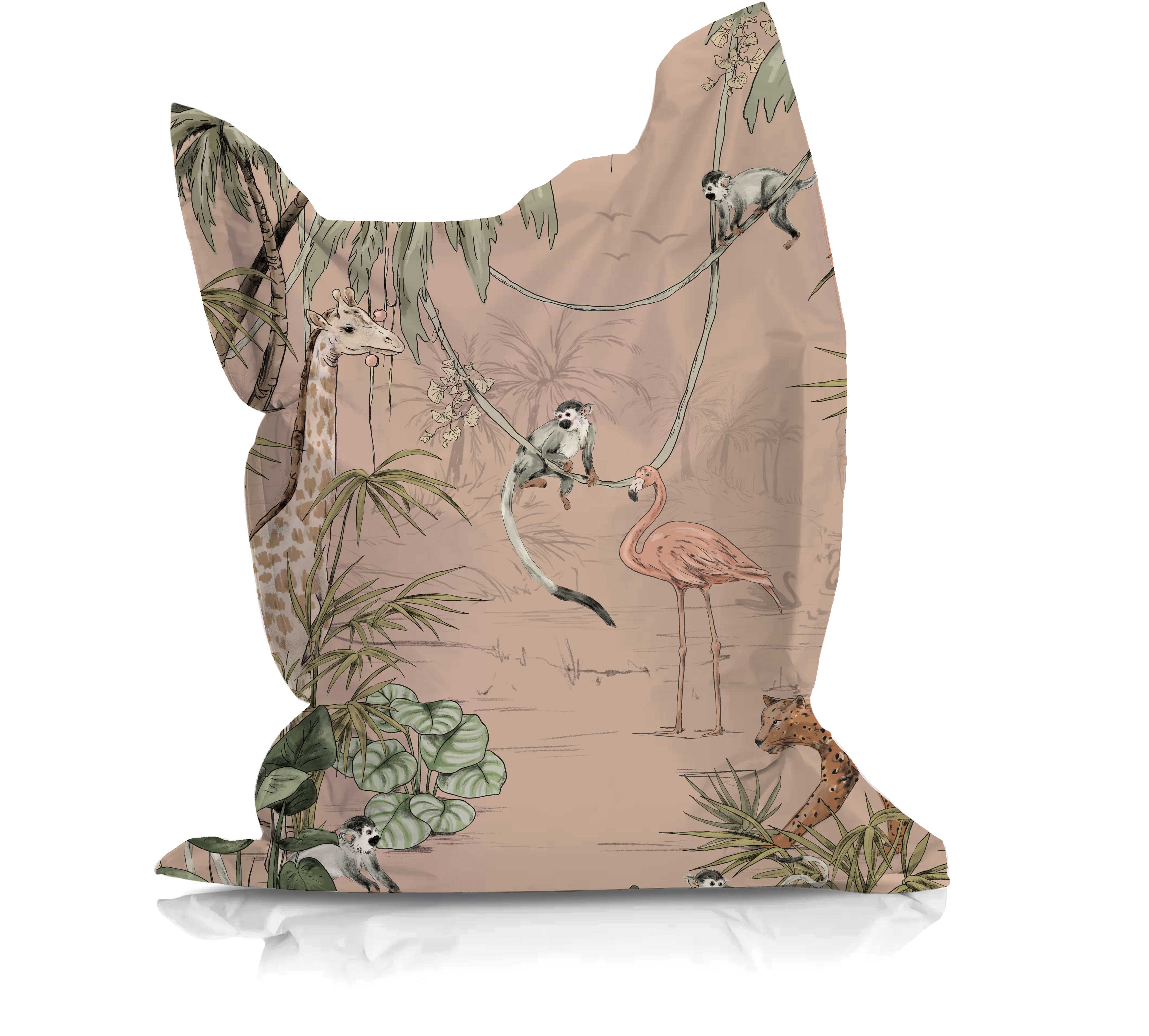 Comfortable Bean Bag Chair - Jungle Jazz Pattern for Kids & Teens - Perfect for Lounging, Gaming, and Relaxing in Bedroom or Playroom