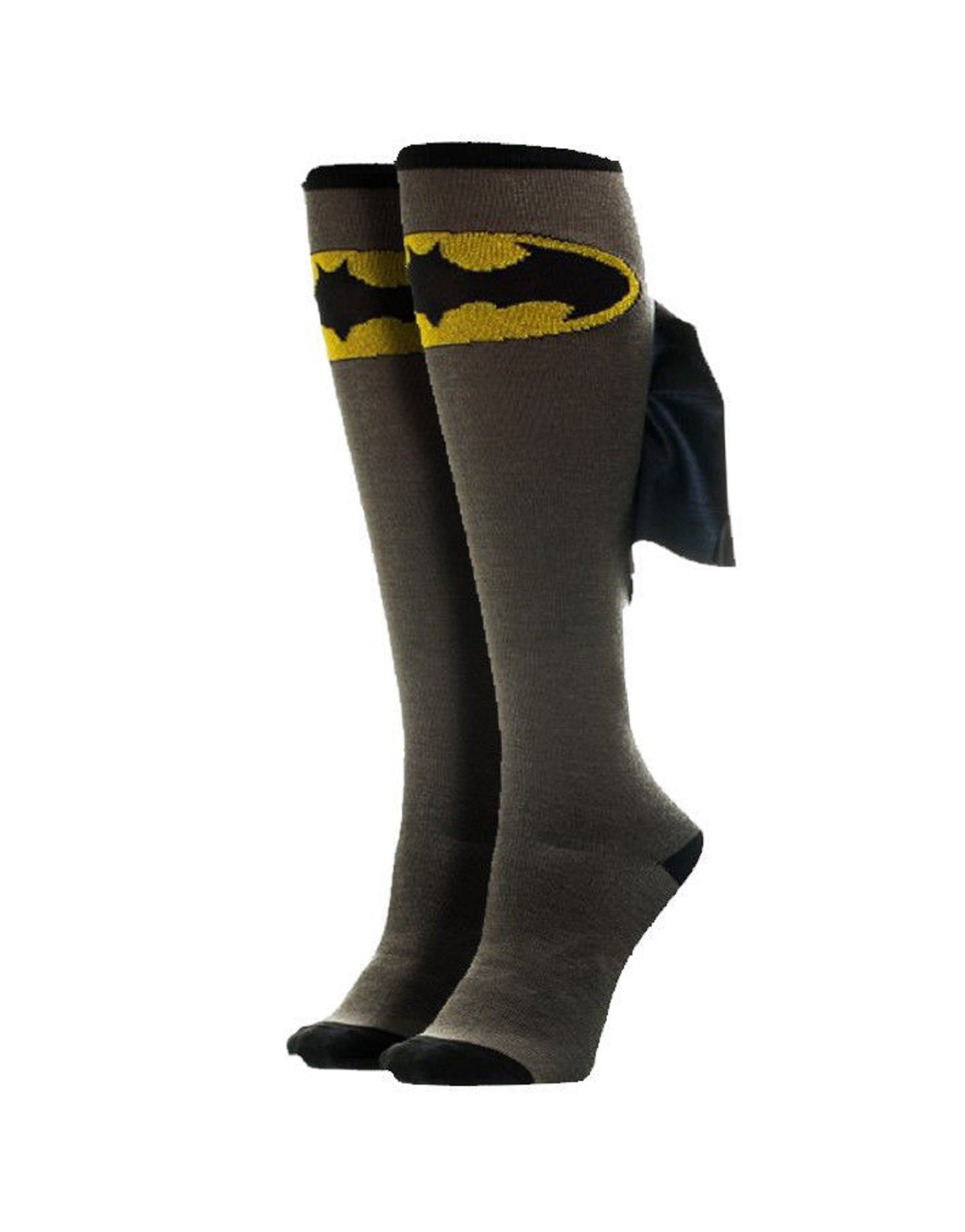 Batman Logo Knee High Socks with Cape - DC Comics Superhero Costume Accessories for Cosplay, Halloween & Comic Con