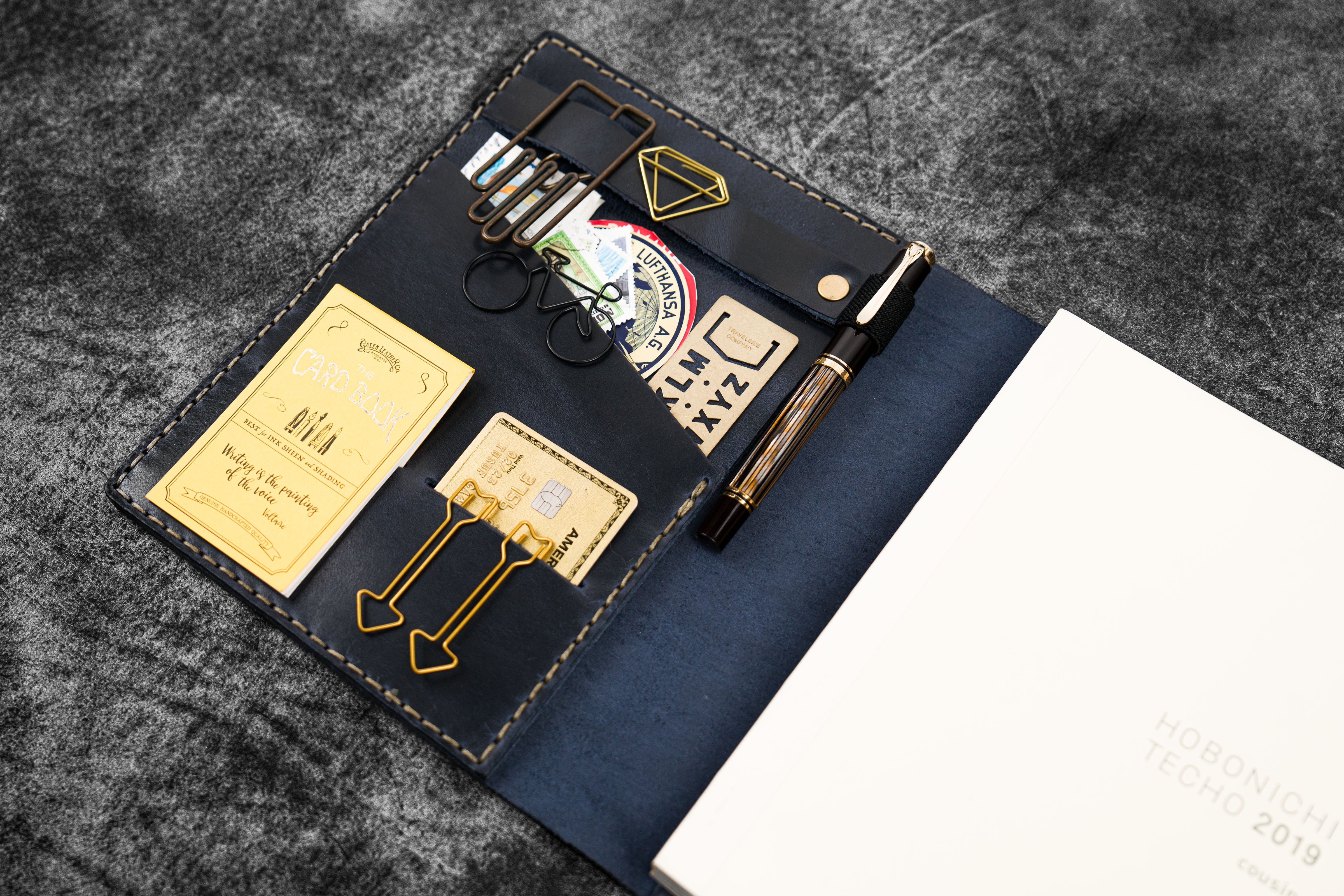 Premium iPad Mini Case with Moleskine Cover - Genuine Crazy Horse Leather in Navy Blue - Perfect for Work, Travel & Creative Professionals
