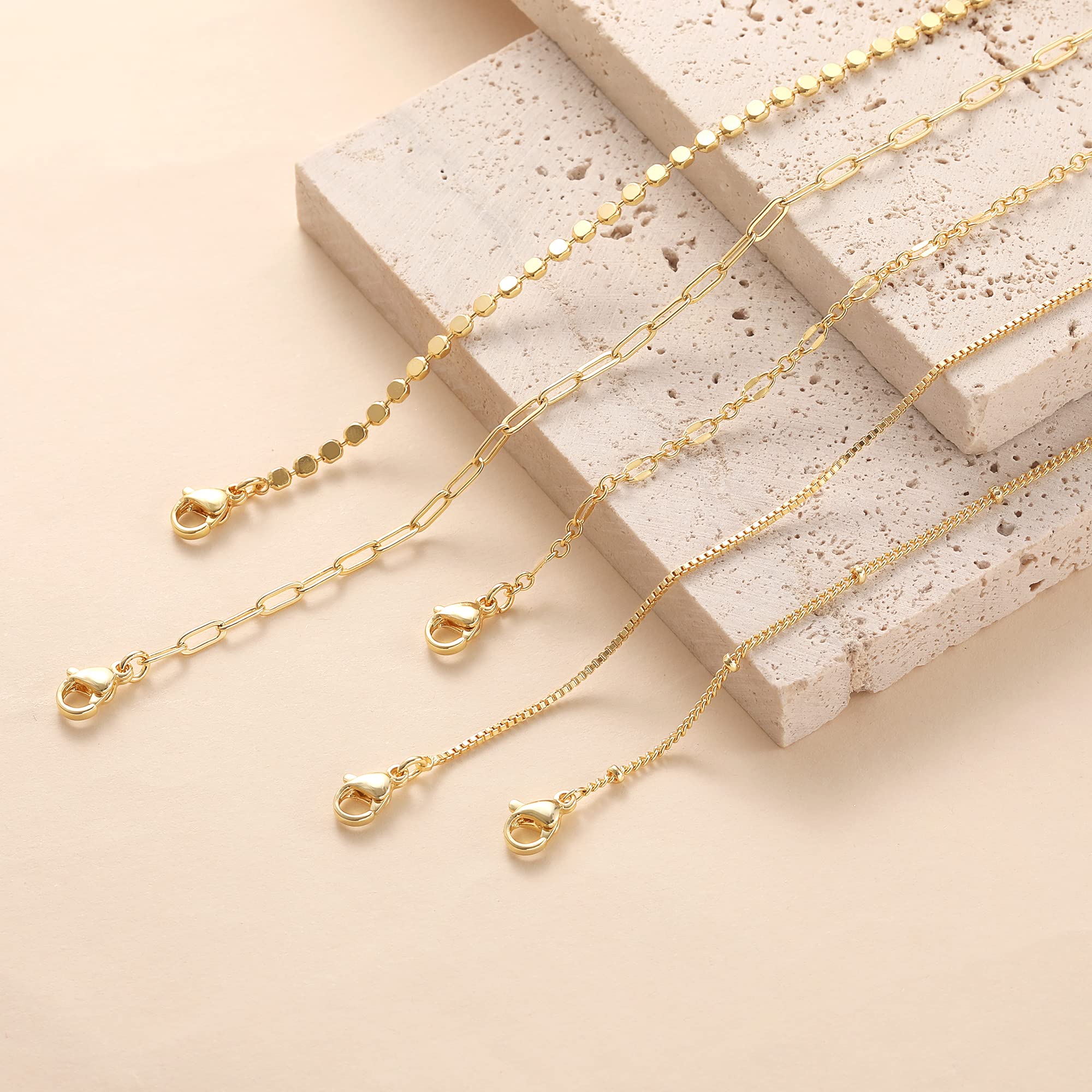 Trendy 14K Gold Plated Bracelet Set for Women - Dainty Stackable Beaded Chain & Paperclip Bracelets - Waterproof Fashion Jewelry Gift for Everyday Wear, Parties & Special Occasions