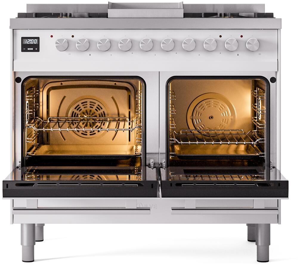40 Inch Professional Plus II Dual Fuel Freestanding Range - Natural Gas & Propane Compatible, White with Trim (UPD40FWMPWH) - Perfect for Home Kitchens & Professional Cooking