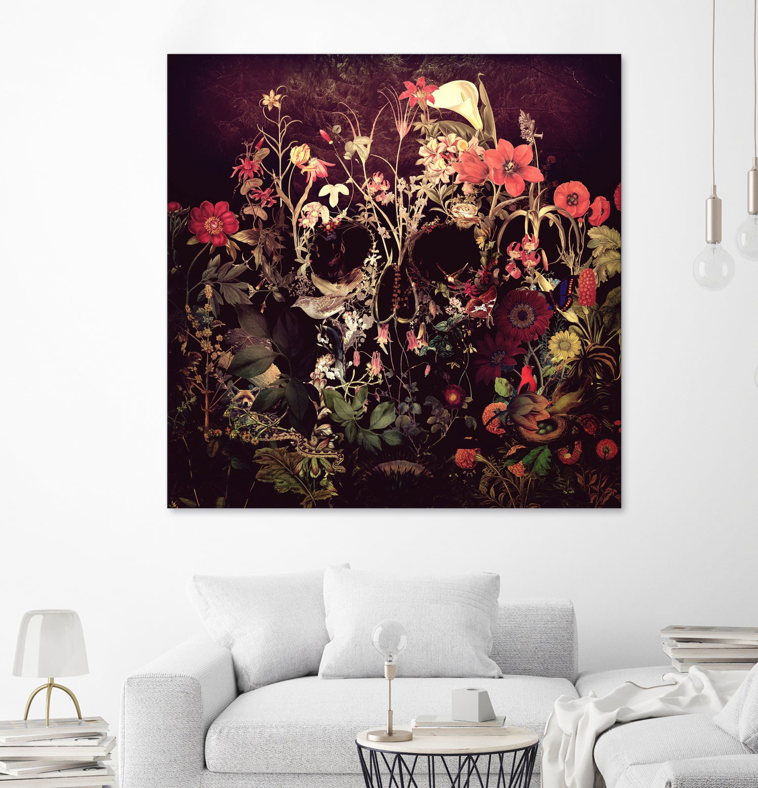 Bloom Skull - Unique Gothic Home Decor for Halloween, Dark Aesthetic Room Accessories, Perfect for Spooky Parties & Gothic Themed Events