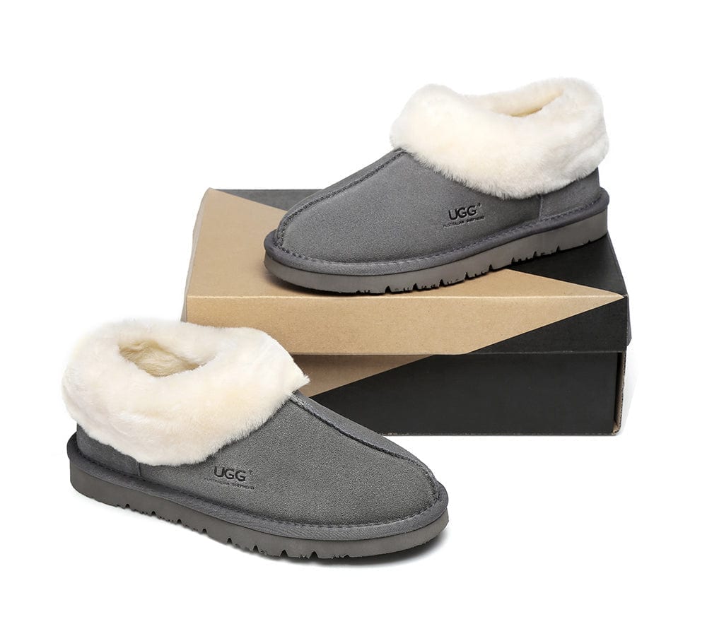 Australian Shepherd® UGG Slippers - Genuine Sheepskin Wool Ankle Booties for Women & Men | Cozy Indoor House Shoes for Winter Comfort & Relaxation at Home