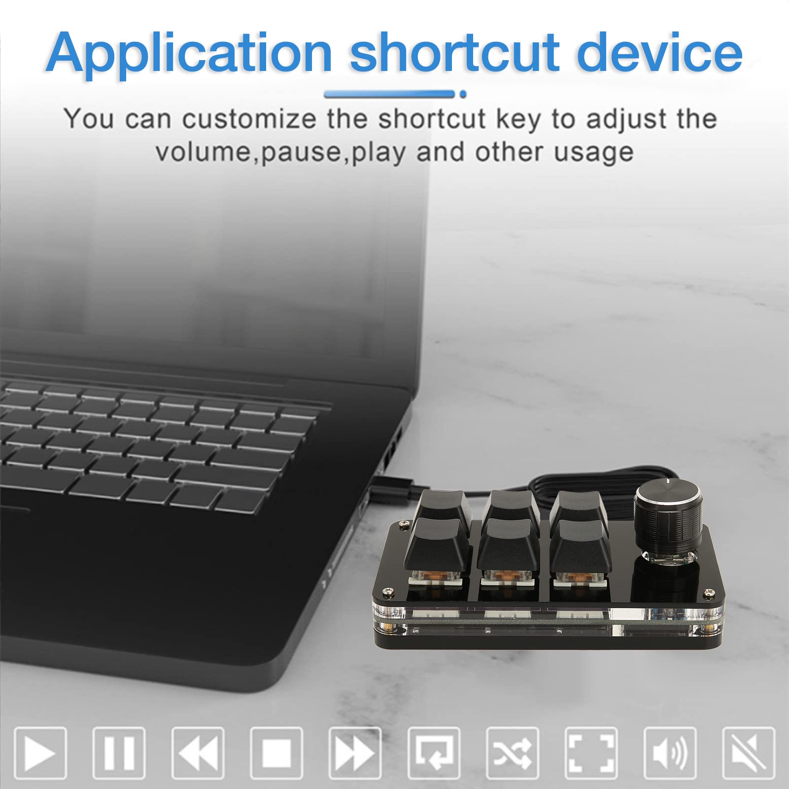 GOWENIC 6-Key Programmable Macro Pad - Mini USB Gaming Keypad with Rotary Knob for OSU, Office & PC (Perfect for Gamers, Streamers & Programmers)