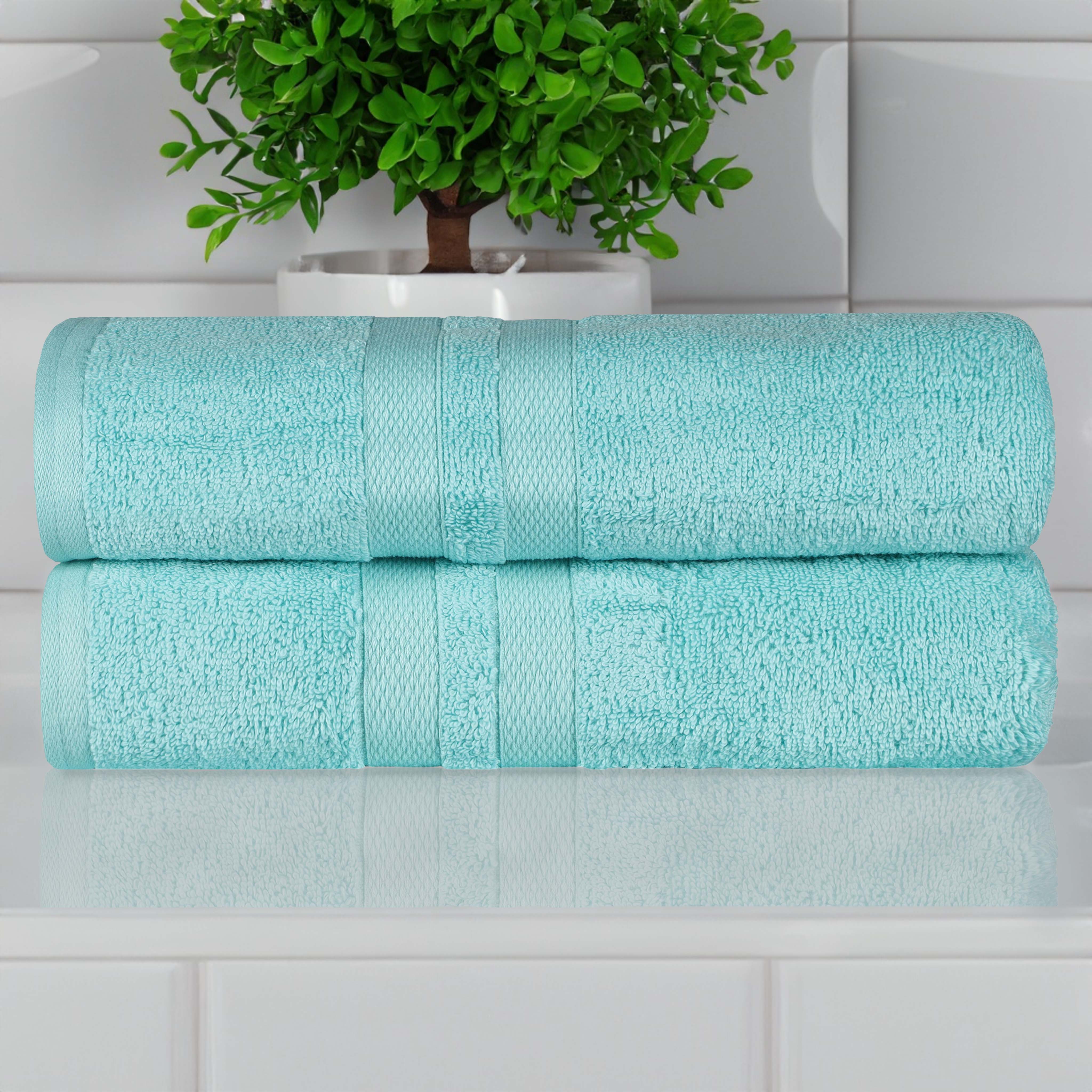 Ultra Soft 100% Cotton Quick Dry Bath Towels Set of 2 - Absorbent & Plush for Bathroom, Spa, Pool, Gym & Beach Use