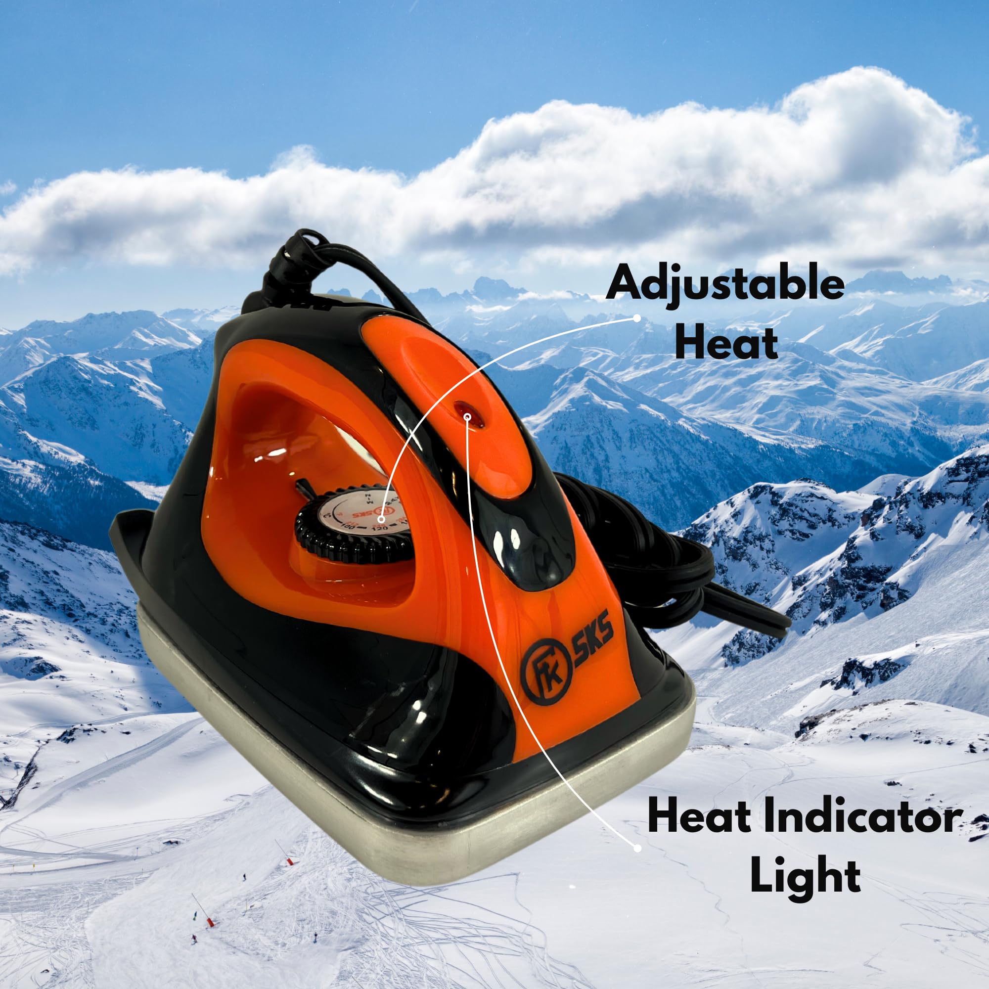 Premium Orange & Black Ski Wax Iron - Professional Snowboard & Ski Tuning Tool for Waxing, Edge Sharpening & Maintenance | Complete Winter Sports Equipment Repair Kit for Alpine Skiing, Snowboarding & Cross-Country Adventures