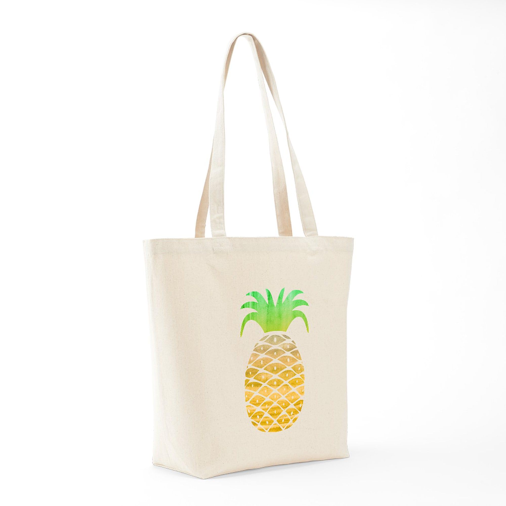 Colorful Pineapple Tote Bag - Natural Canvas Reusable Shopping Bag for Groceries, Beach & Daily Use | Eco-Friendly & Durable