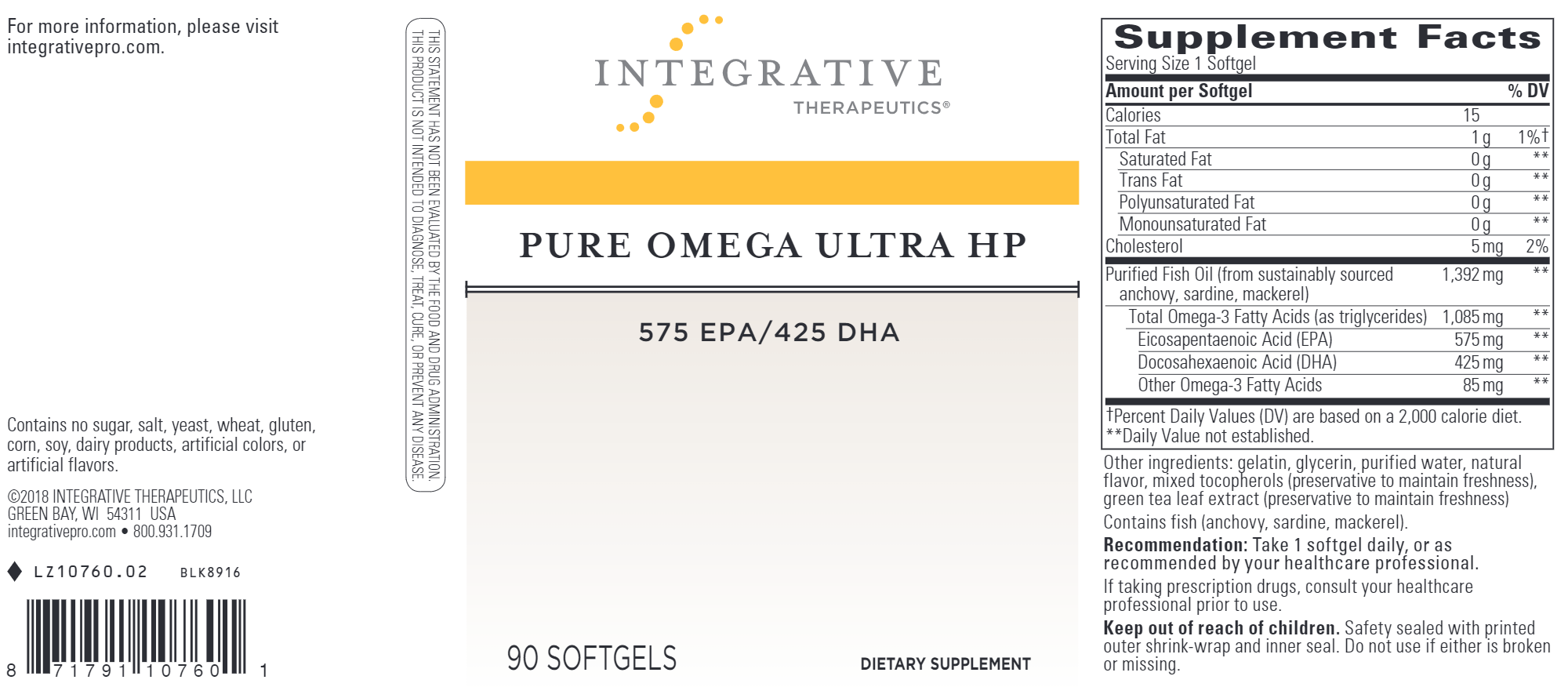 Pure Omega Ultra HP - High Potency Fish Oil Supplement for Heart & Brain Health | Supports Joint & Immune Function | Ideal for Athletes, Seniors & Busy Professionals