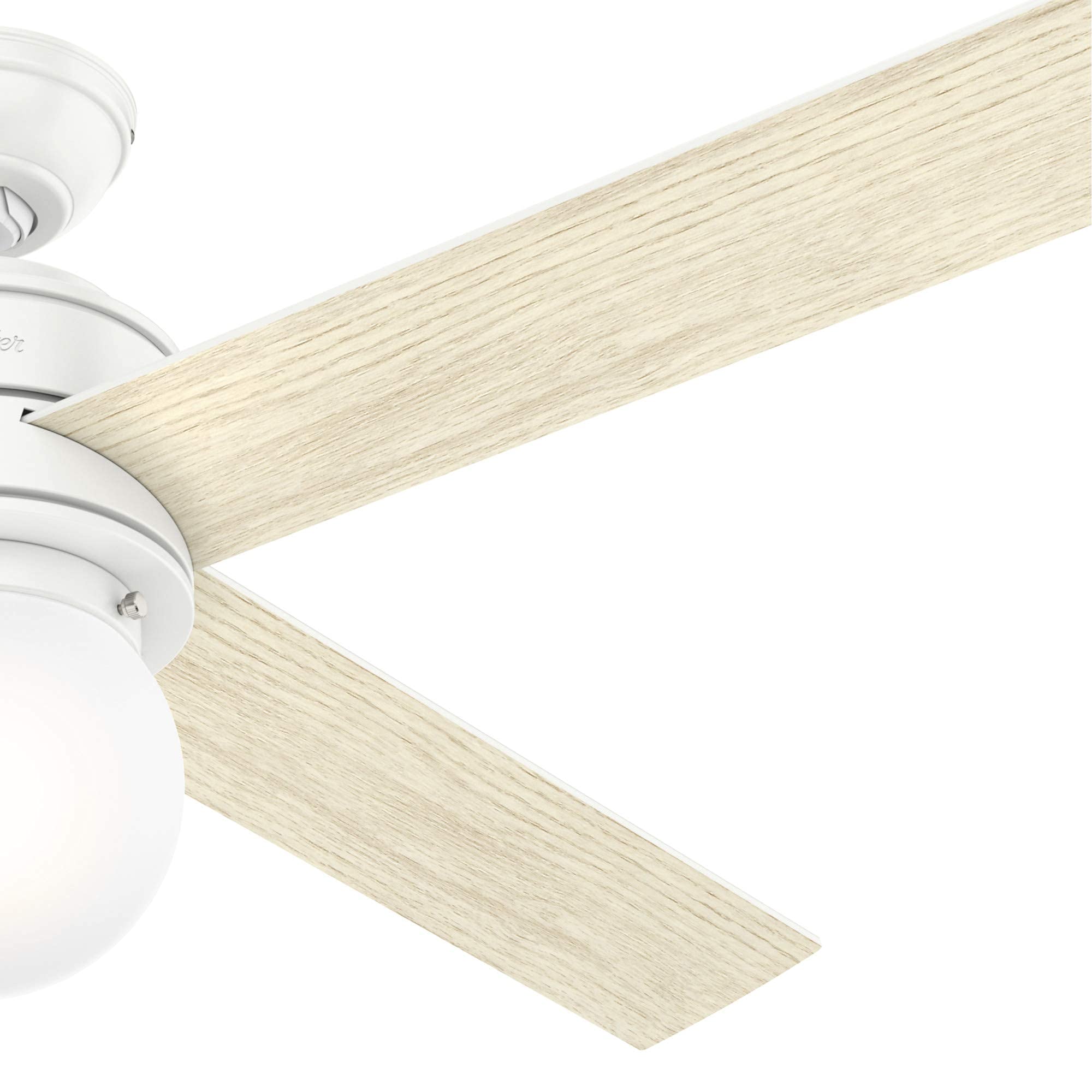 Hunter Fan 52 Inch Matte White Indoor Ceiling Fan with Light Kit - Energy Efficient Quiet Motor, 3 Speed Settings - Perfect for Living Room, Bedroom & Office (Renewed)