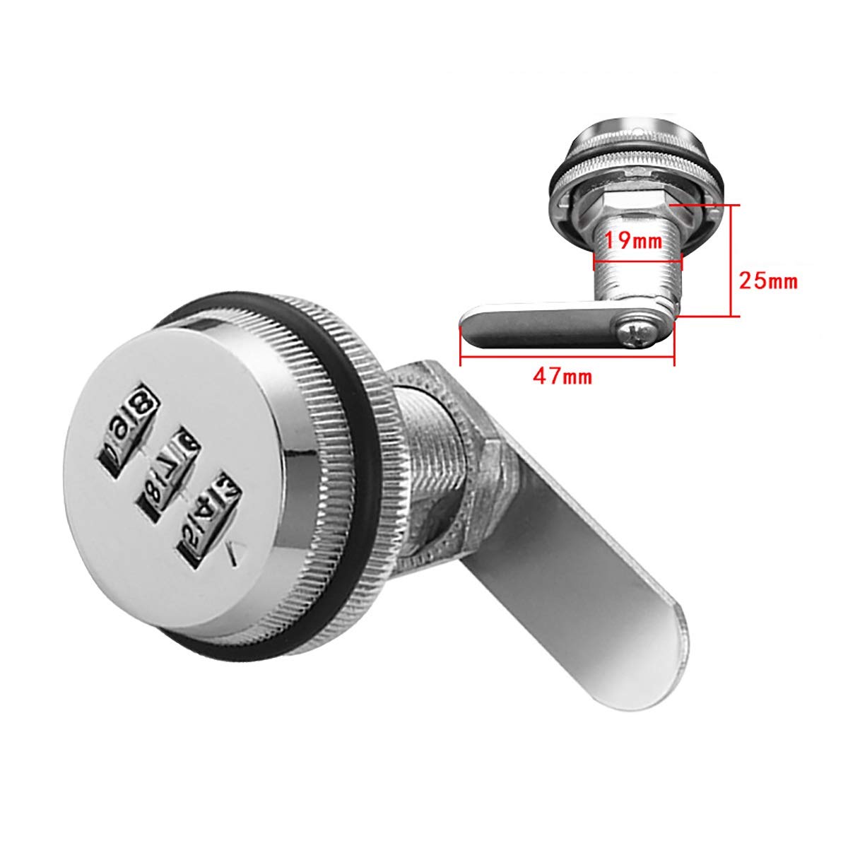 1Pcs Zinc Alloy Combination Padlock with Password - 25mm Silver Cam Lock for Mailbox, Drawer & File Cabinet (19x25mm) | Secure Storage Solution for Home & Office