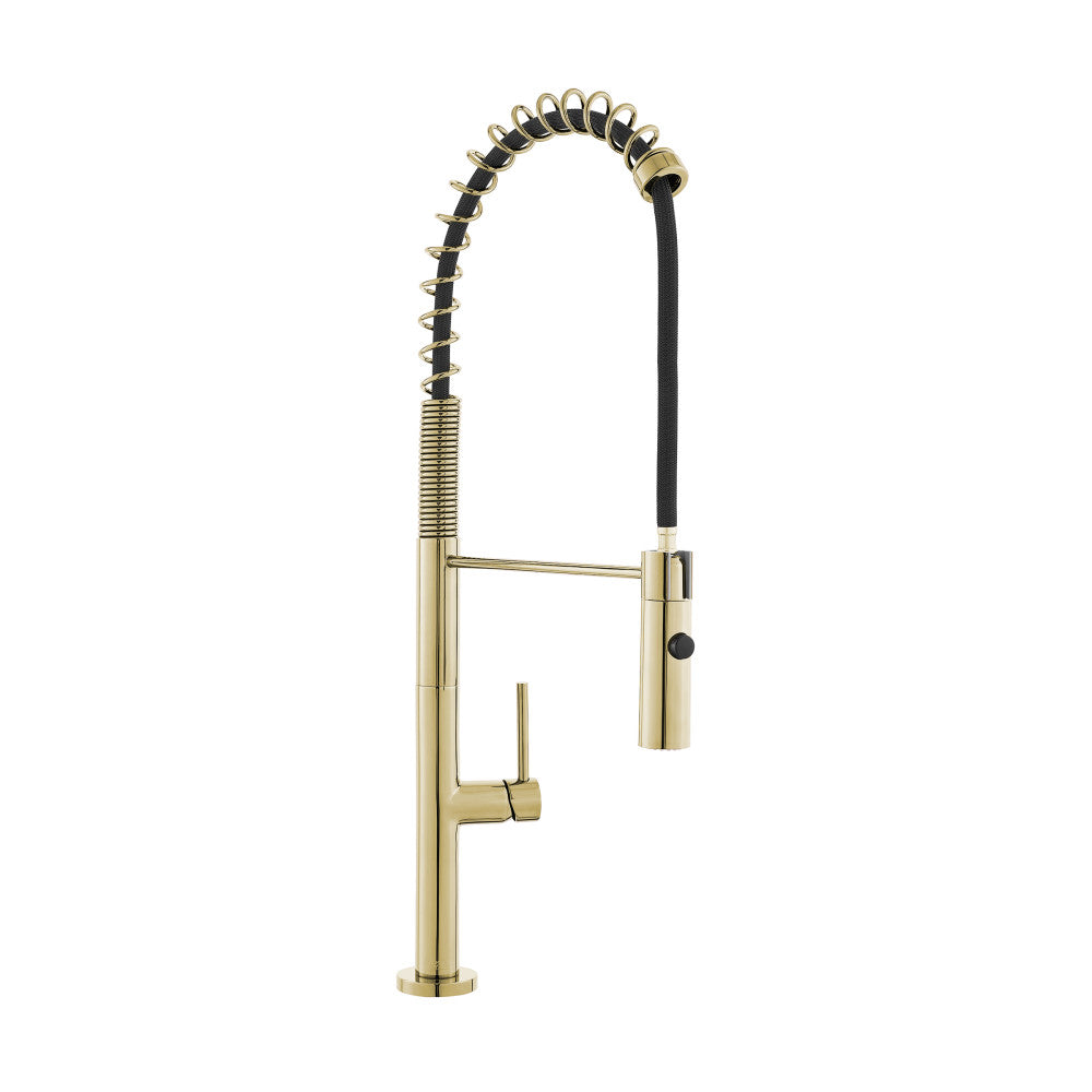 Brushed Gold Single Handle Pull Down Kitchen Faucet - Modern Chalet Design for Easy Dishwashing & Cooking | Perfect for Farmhouse & Contemporary Kitchens