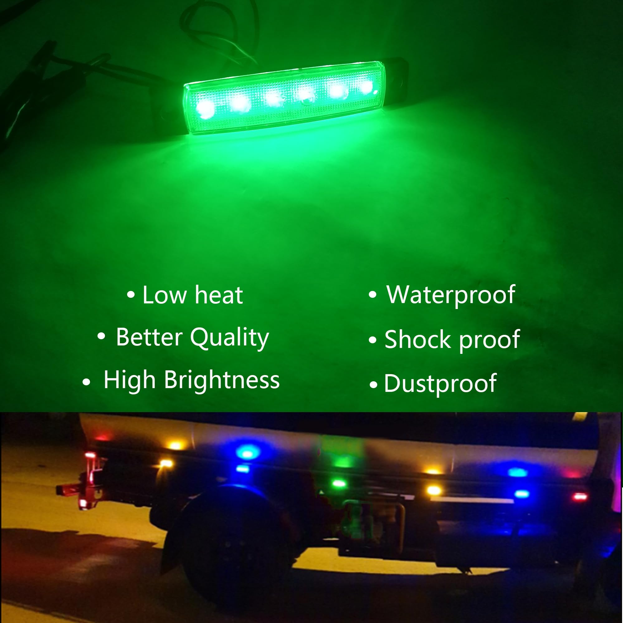10Pcs Green LED Rock Strip Lights - Wheel Well Underglow Lighting Kit for Wrangler, Truck, Golf Cart, RV & SUV | Waterproof Offroad Car Lights for Night Driving, Car Shows & Outdoor Adventures