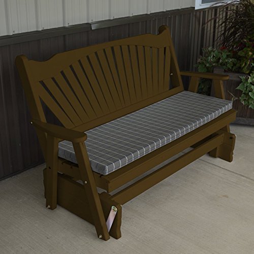 A&L Furniture 6ft Yellow Pine Fan Back Glider Bench in Coffee Finish - Outdoor Patio Swing for Garden, Porch, and Backyard Relaxation