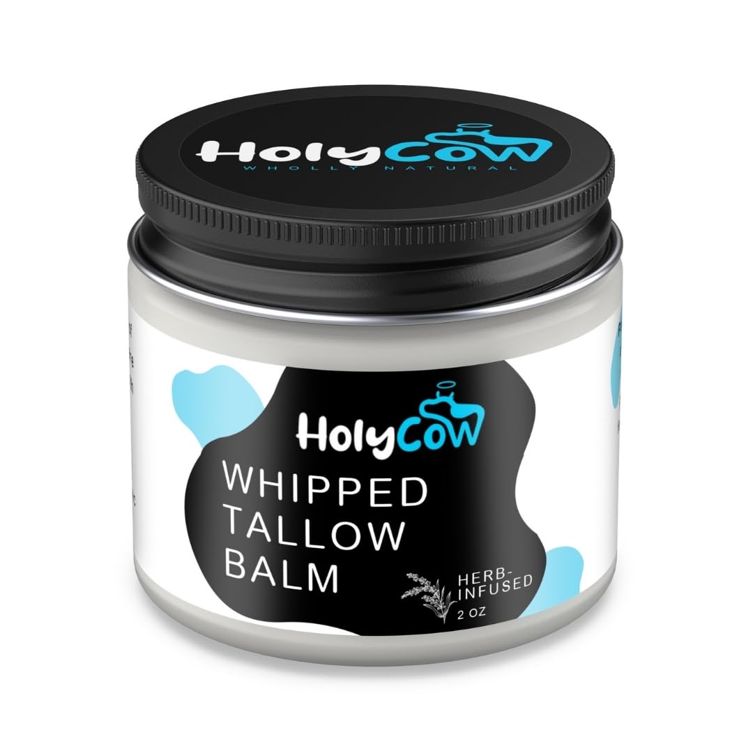 Whipped Grass-Fed Beef Tallow Balm with Organic Jojoba Oil - Unscented & Herb-Infused Face Moisturizer for Dry Skin, Eczema Relief, Baby Care & Lip Treatment | Natural Skincare for Sensitive Skin, DIY Beauty & Healing Balm for Cracked Hands