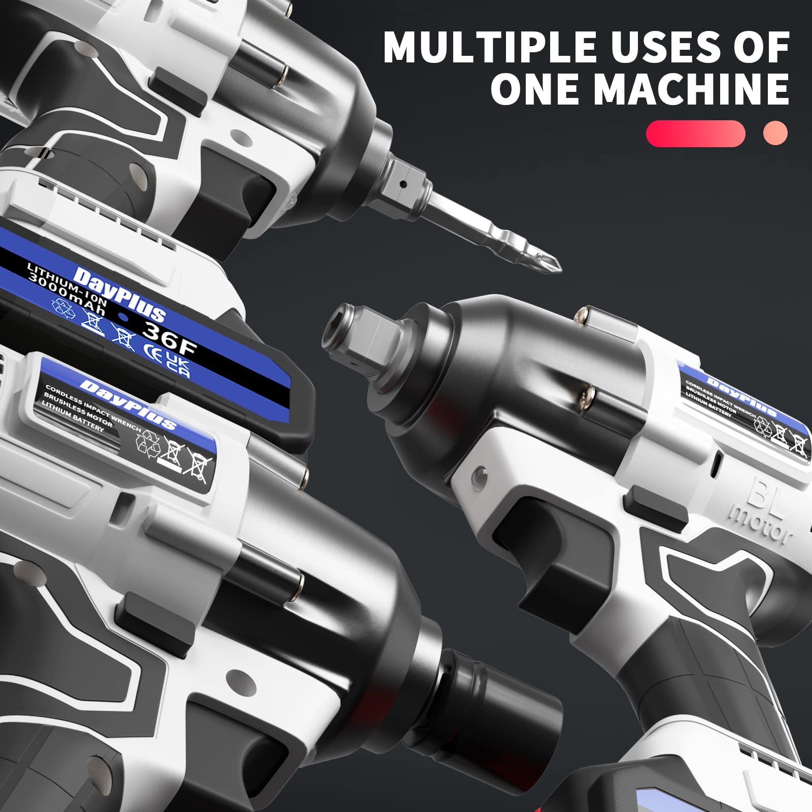 21V 3-in-1 Brushless Cordless Power Tool Set - Impact Wrench, Drill & Screwdriver with 4 Sockets & 12 Drill Bits | 1/2