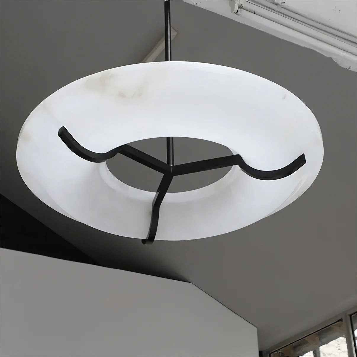 Handmade Alabaster Pendant Light - Modern Minimalist Ceiling Fixture for Dining Room, Kitchen Island & Bedroom Lighting