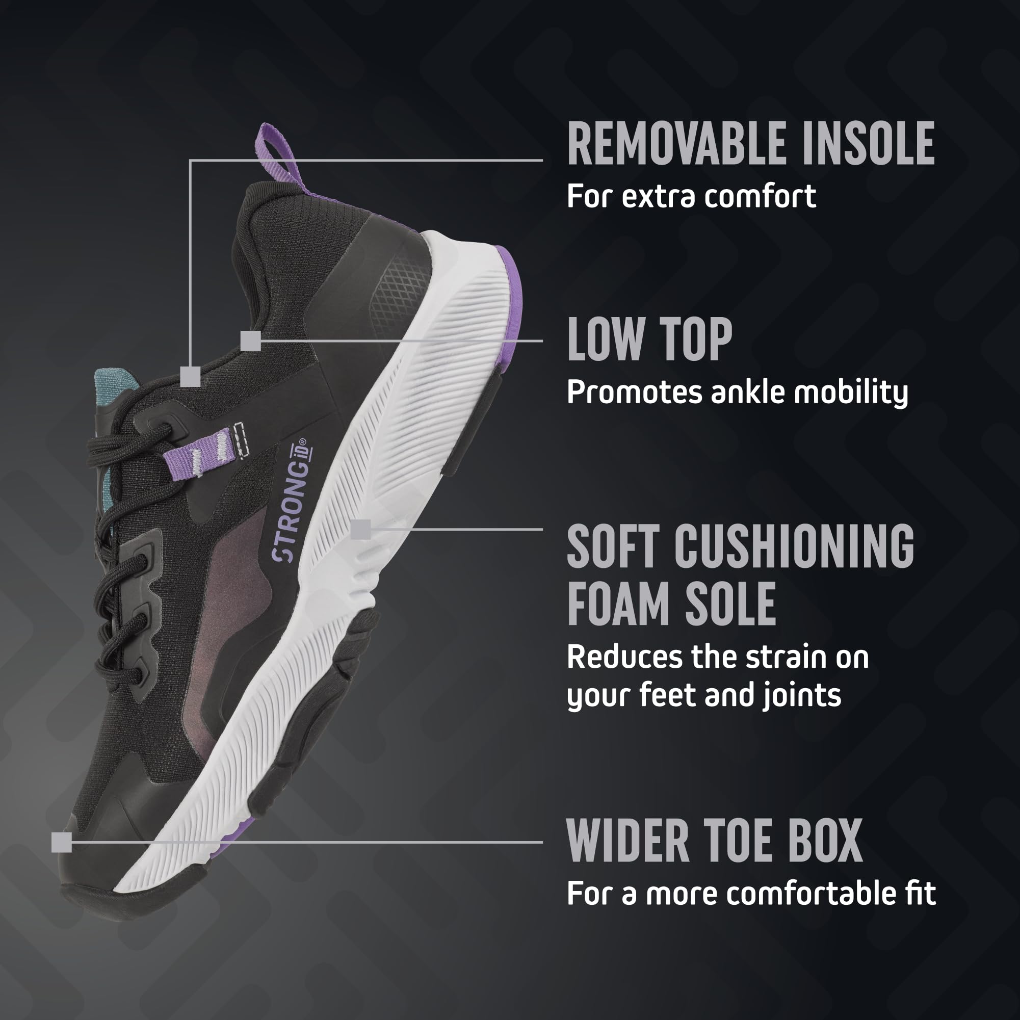 Best Women's Strong iD Low-Top Athletic Sneakers - Lightweight Running & Gym Workout Shoes for Training, Walking & Fitness