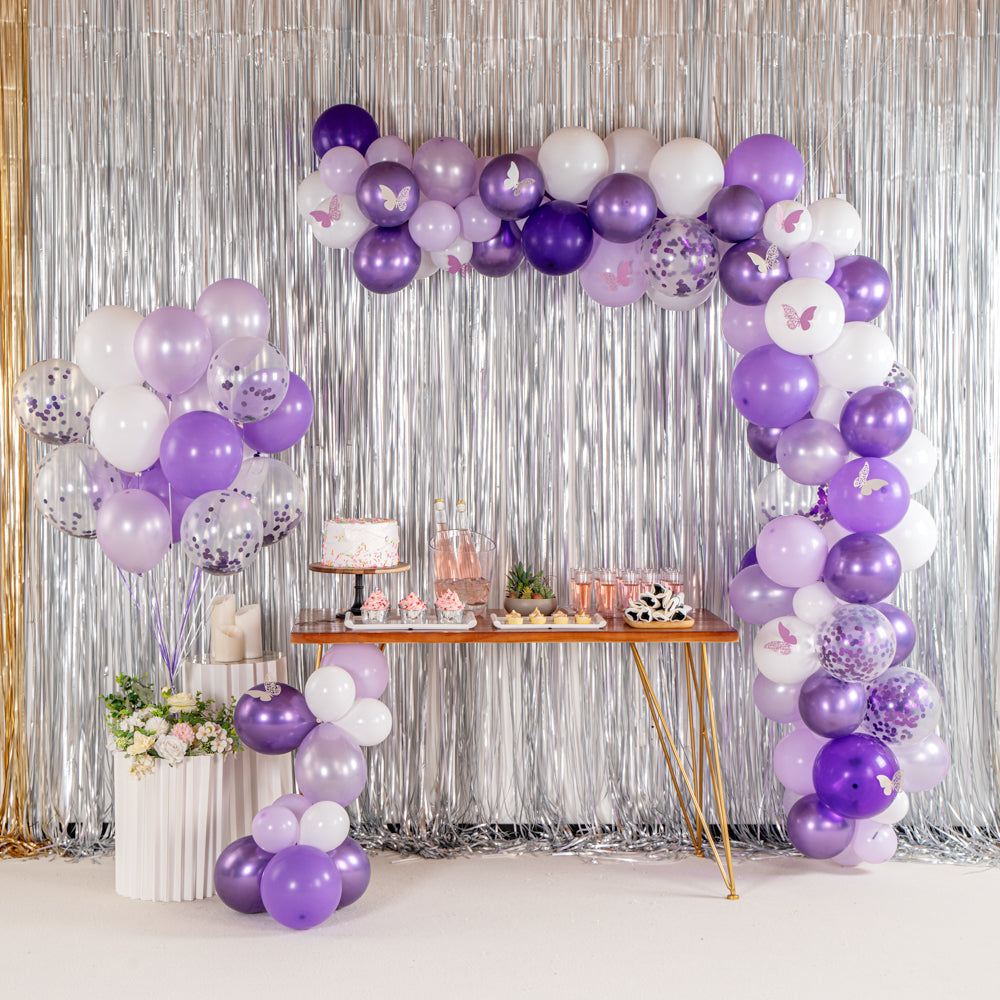 Balloonify Confetti Purple and White Balloon Arch Garland Kit - 124 Pieces Party Decorations for Birthdays, Weddings & Baby Showers