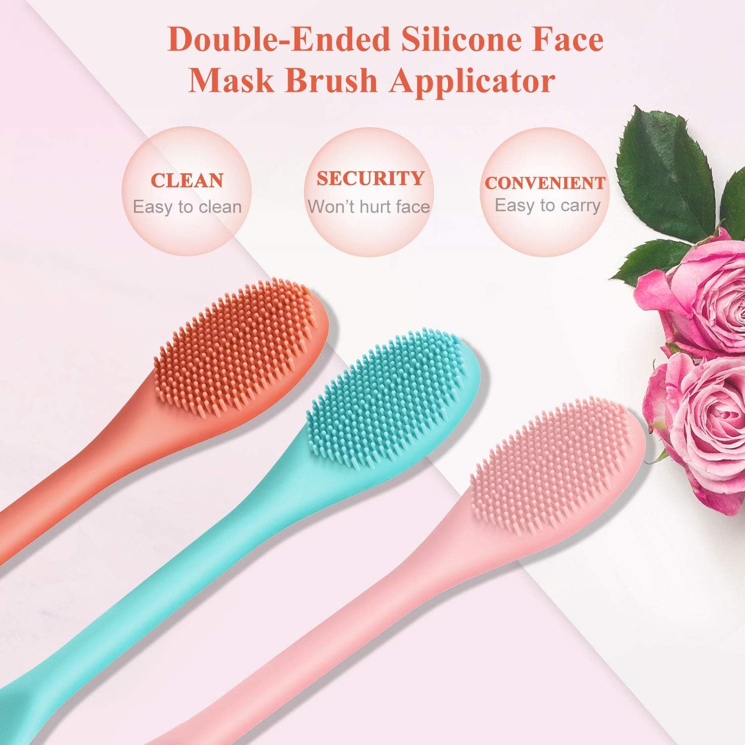 Cosluxe Double Head Silicone Face Mask Brush - Soft Facial Cleansing Brush for Mud, Clay & Modeling Masks, DIY Facials, BB/CC Cream & Body Lotion Application - Gentle Pore Cleaner (2 Pack) | Perfect for Spa Days, At-Home Skincare Routines & Professional Makeup Application