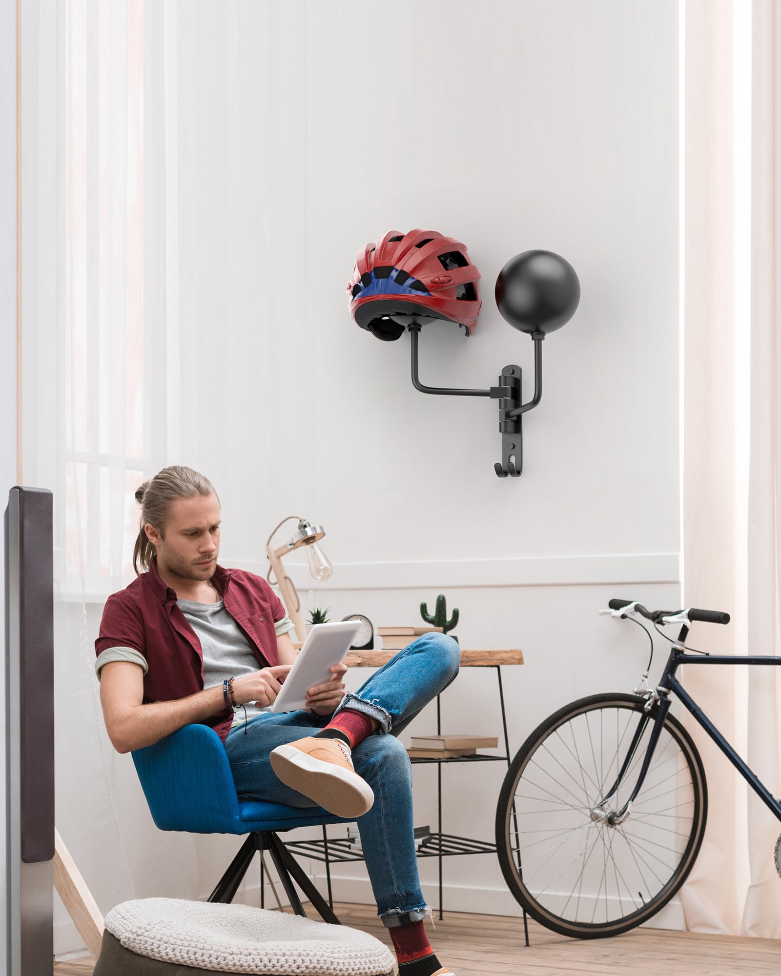 180° Swivel Motorcycle Helmet Hanger Wall Mount - Durable Bike Helmet Holder for Racing, Outerwear & Sports Gear - Perfect for Garage, Bedroom & Closet Organization