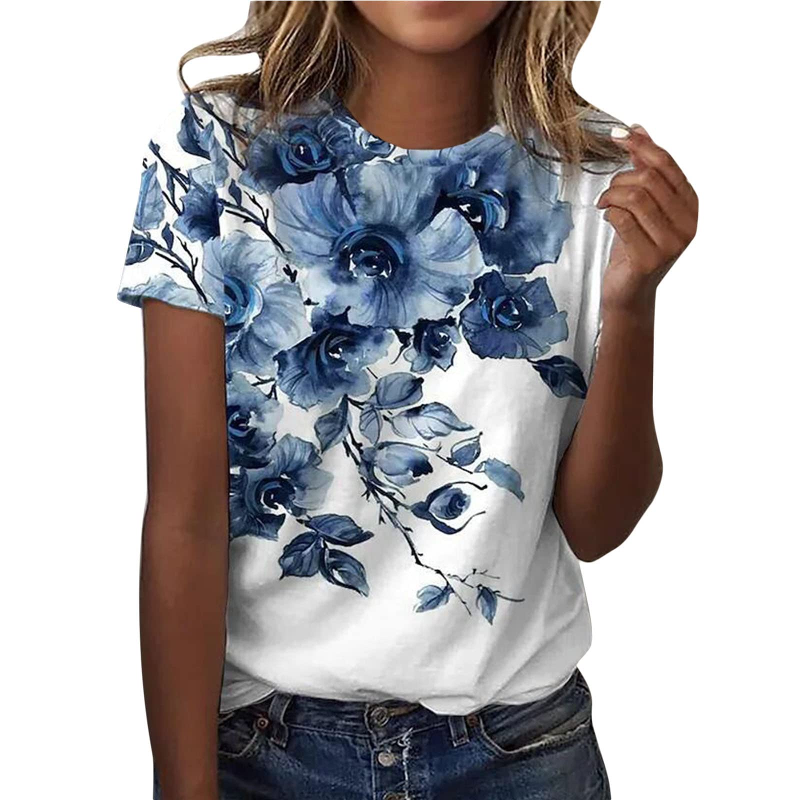 Women's Summer V-Neck T-Shirt - Casual Loose Fit Tunic Top, Sexy Short Sleeve Blouse for Plus Size Ladies | Perfect for Beach Outings, Weekend Wear & Summer Vacations