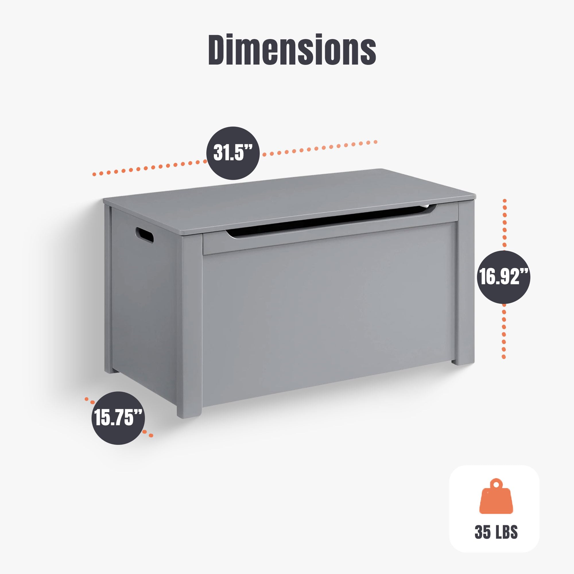 **Wooden Toy Storage Box - Large Gray Organizer Bin for Kids Toys, Living Room, Playroom & Bedroom - Perfect for Home Organization & Child's Play Area**